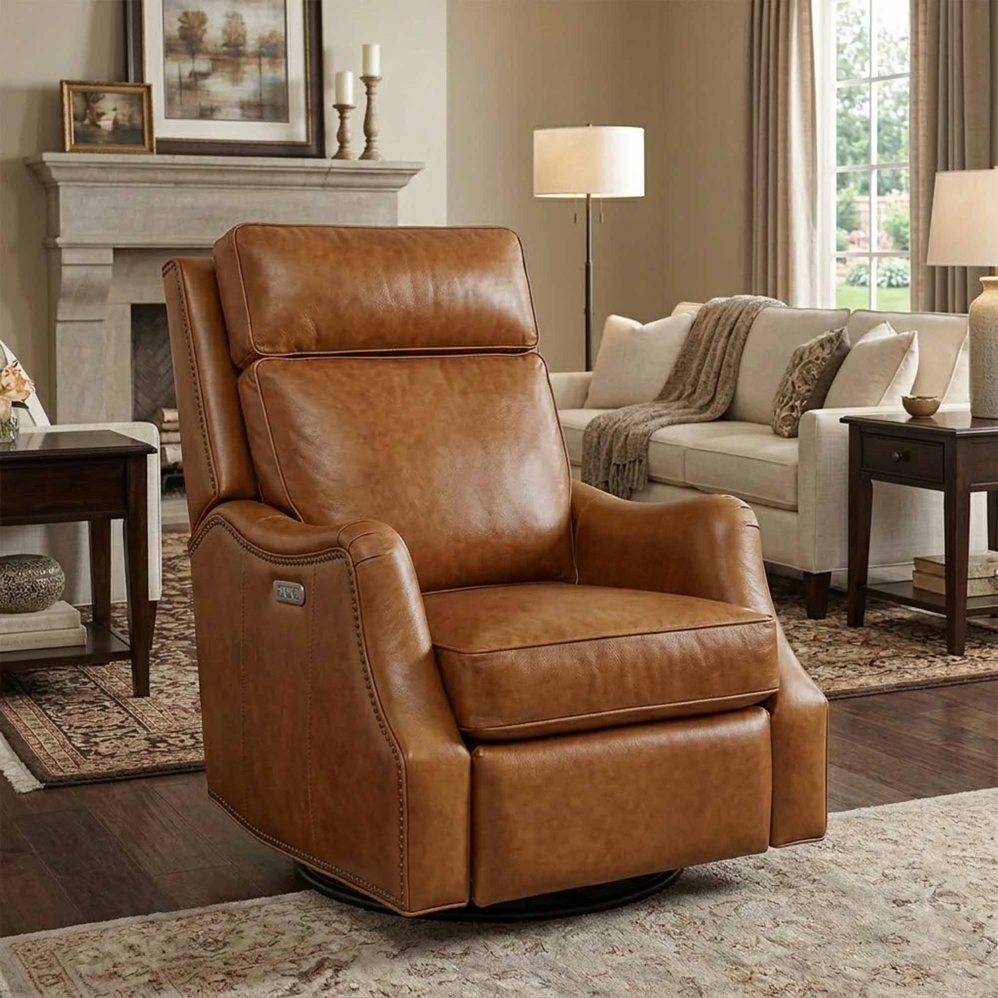 Abigail Leather Swivel Recliner - Image 7