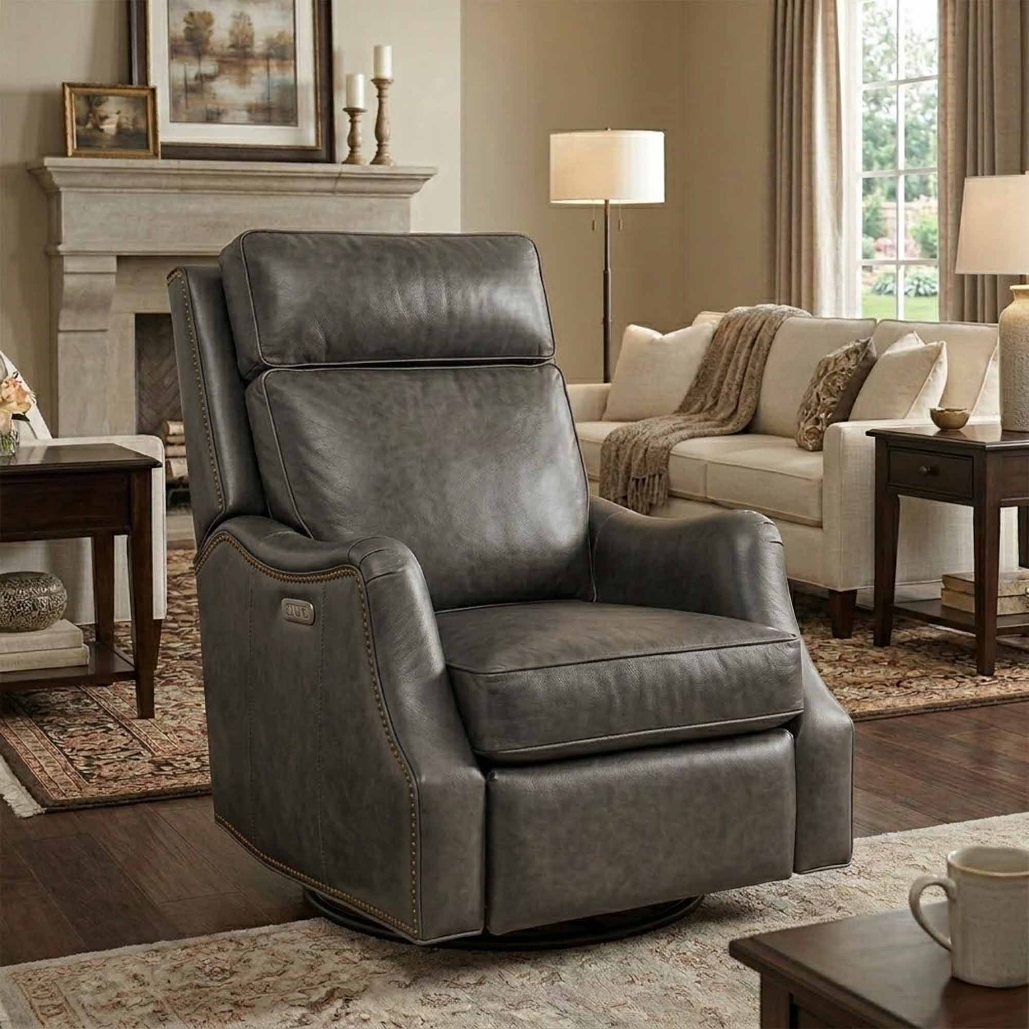 Abigail Leather Swivel Recliner - Image 8
