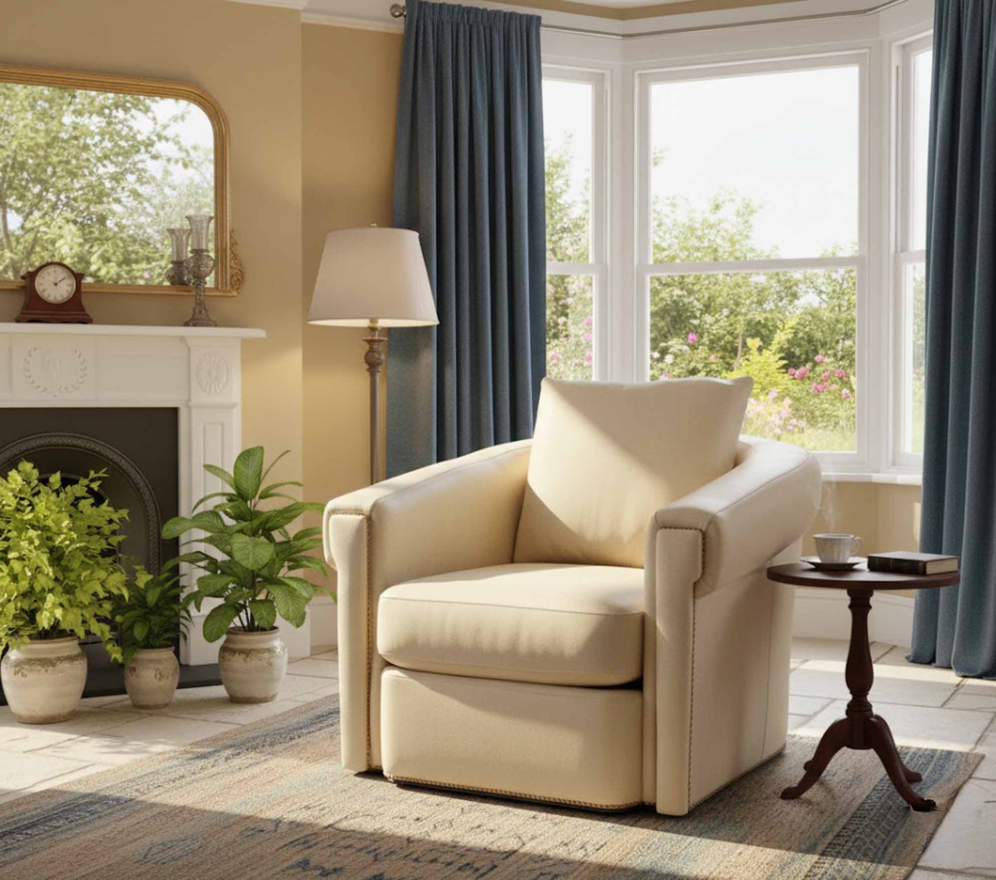 Andre Leather Swivel Glide Chair - Image 3