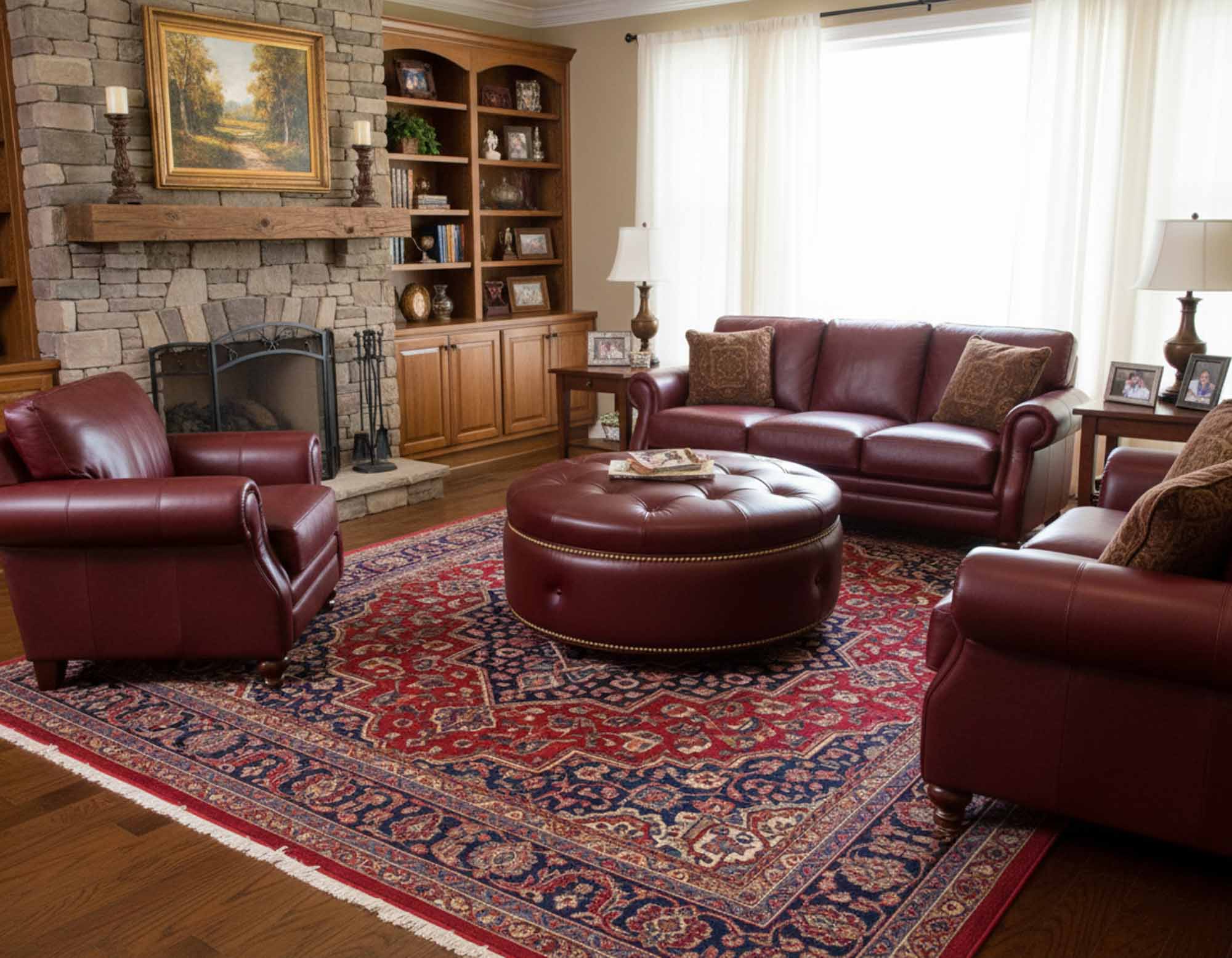 Armstrong Leather Ottoman - Image 4