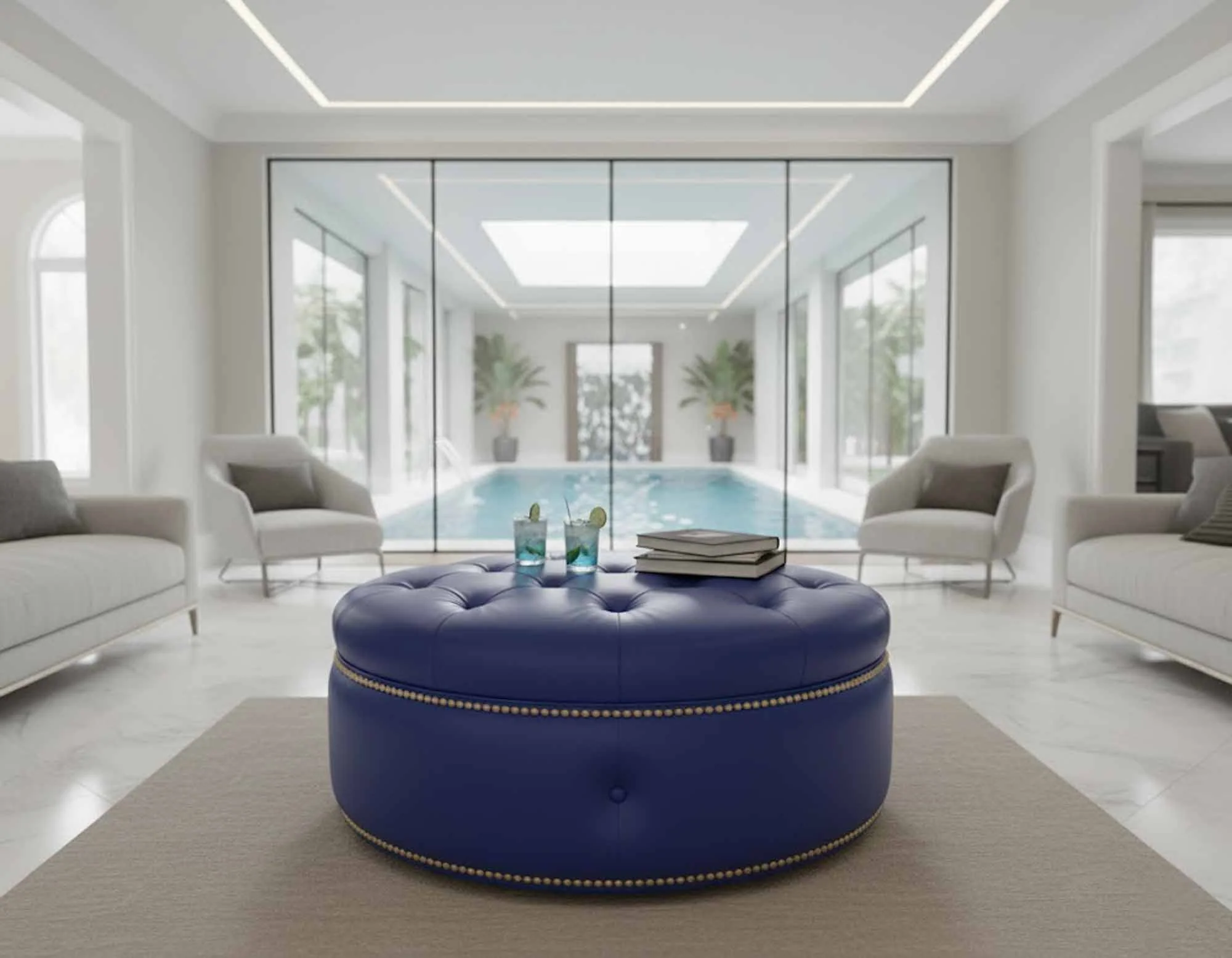 Armstrong Leather Ottoman - Image 7