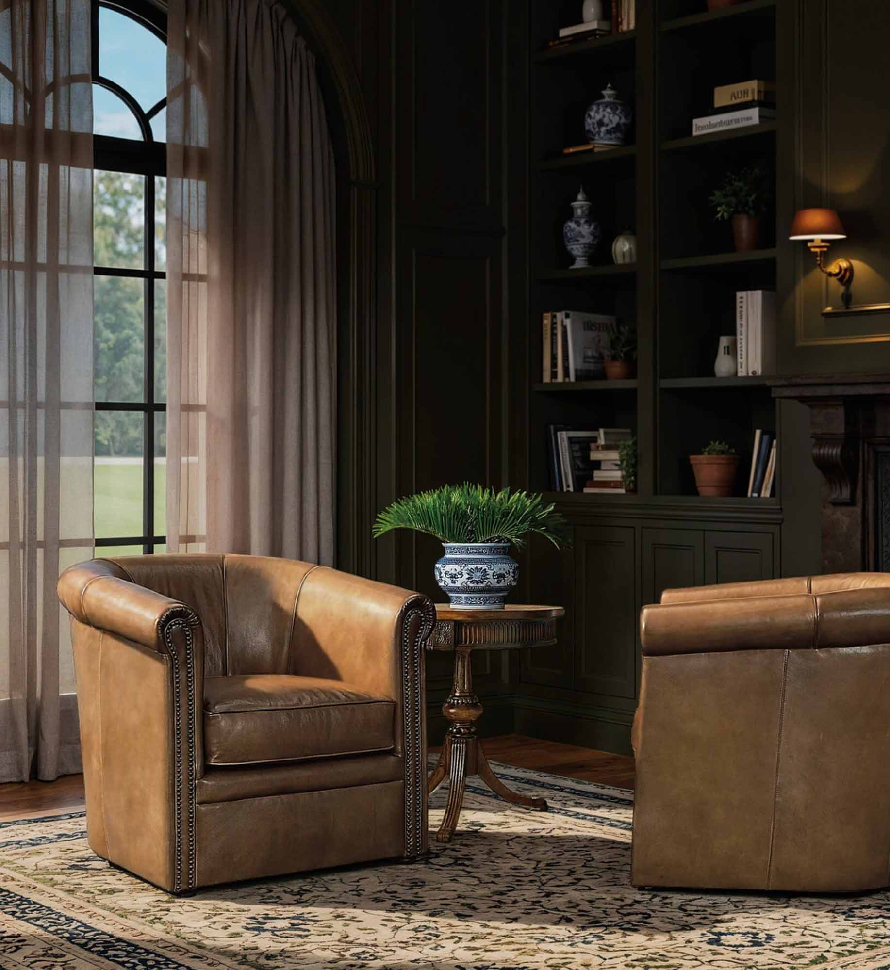 Axton Leather Swivel Chair - Image 4