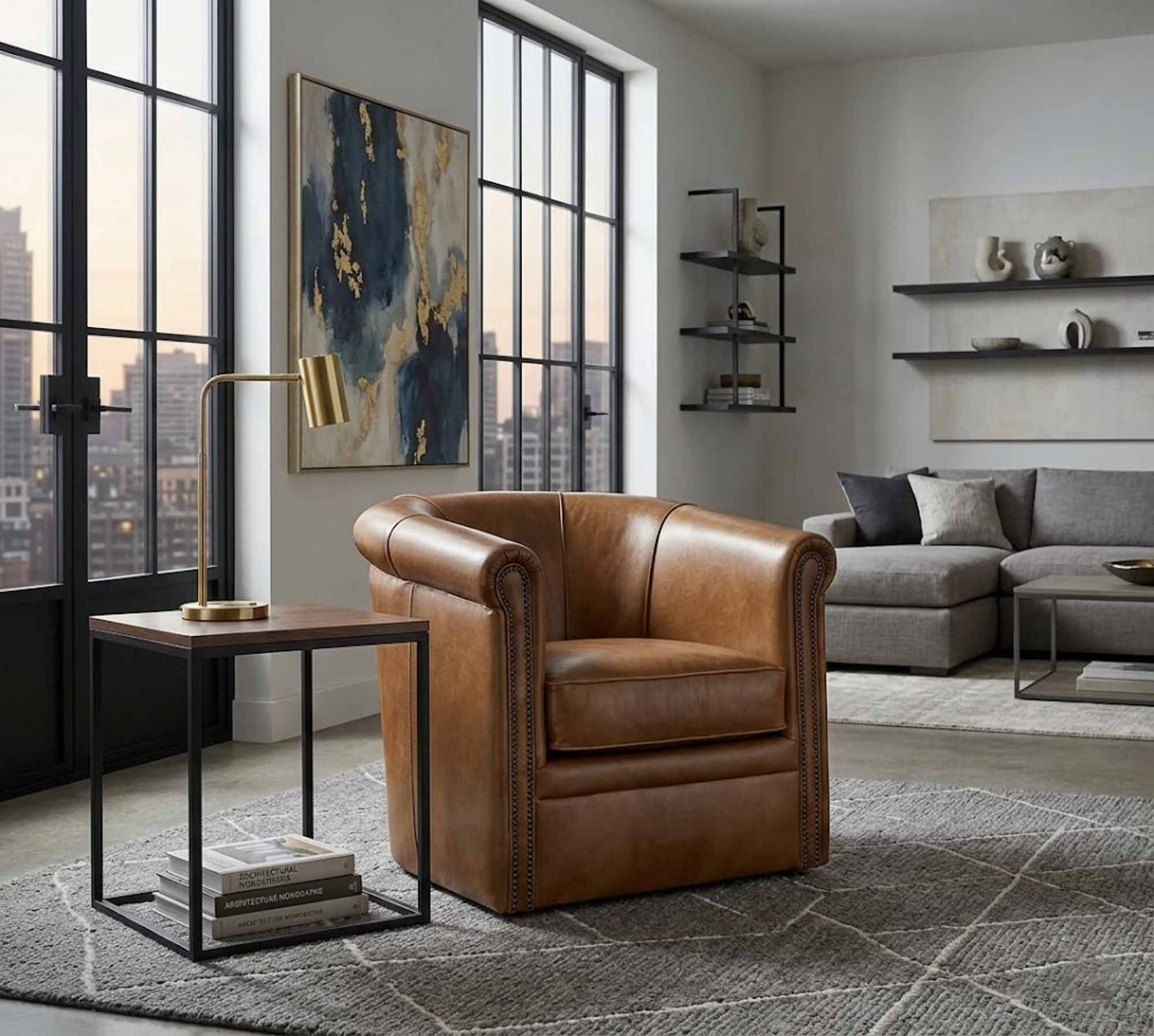 Axton Leather Swivel Chair - Image 6