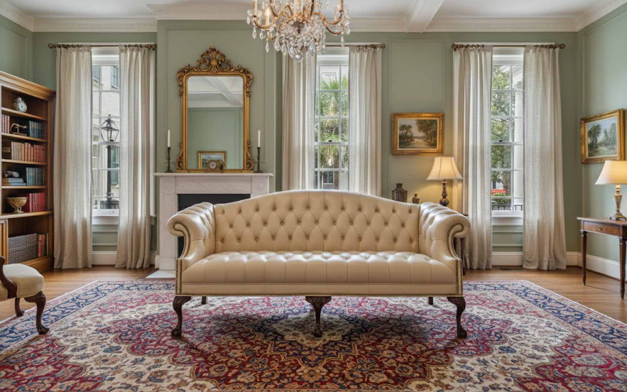 Ball In Claw Leather Sofa - Image 7