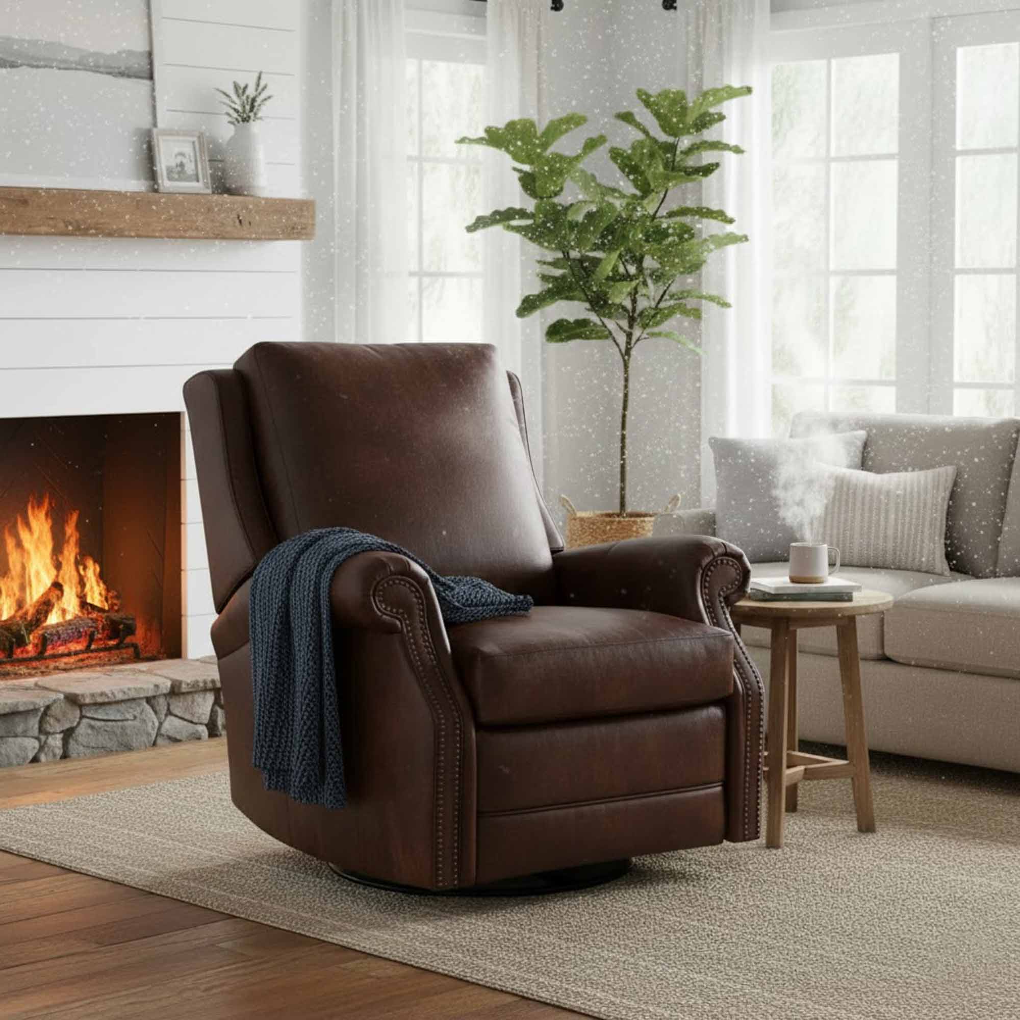 Barcelo Leather Swivel Glider Recliner - Image 4