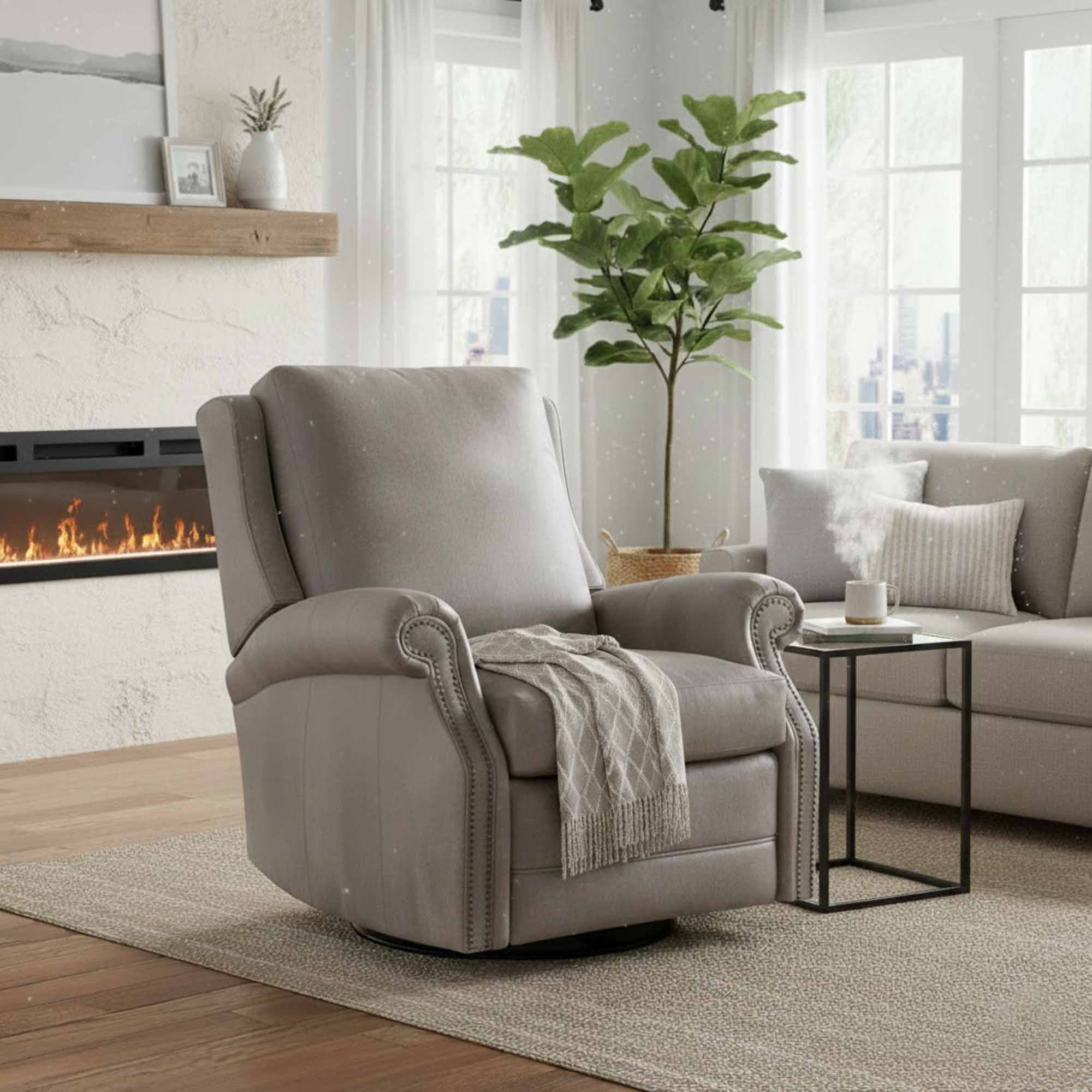 Barcelo Leather Swivel Glider Recliner - Image 5