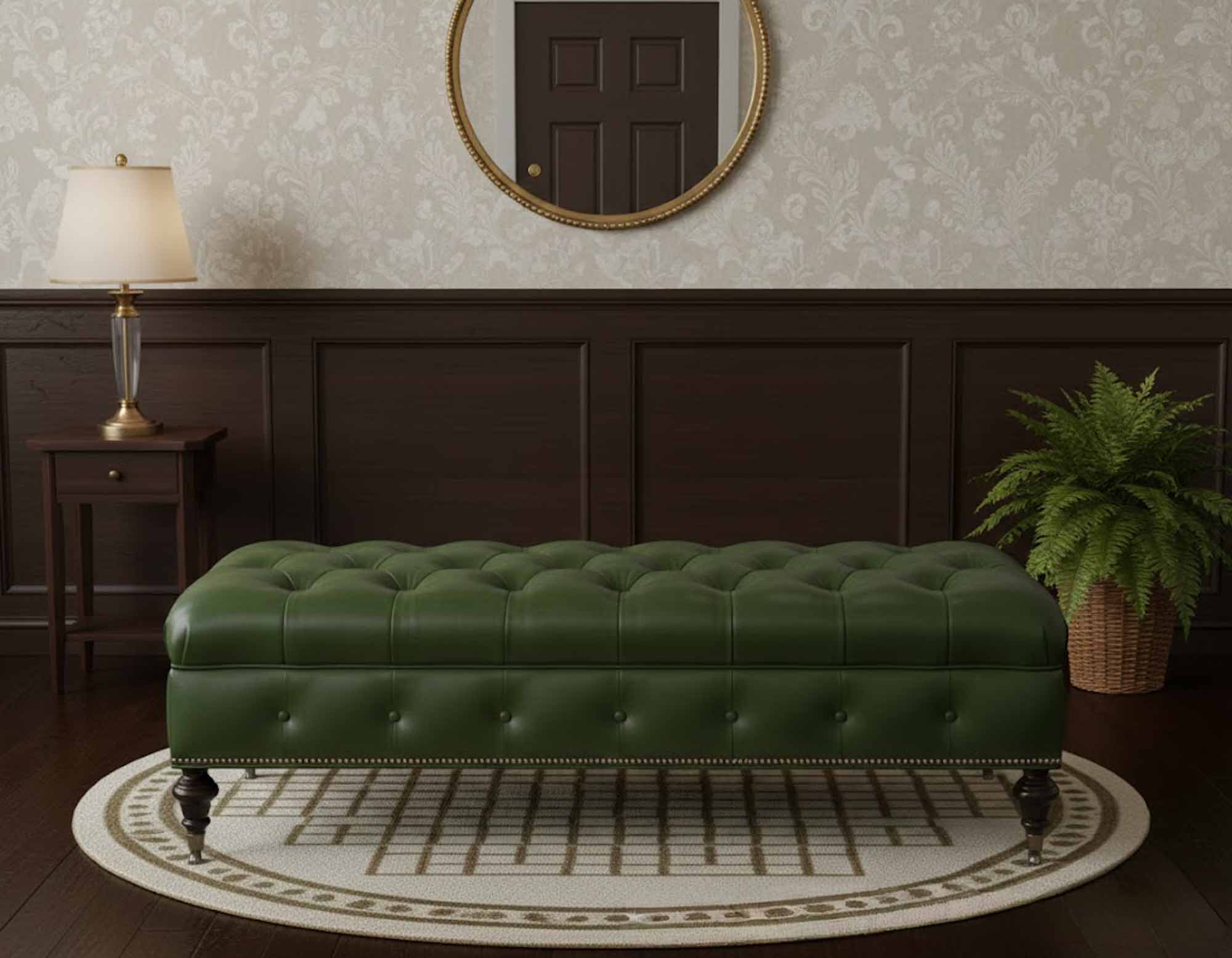 Baton Rouge Leather Bench - Image 4
