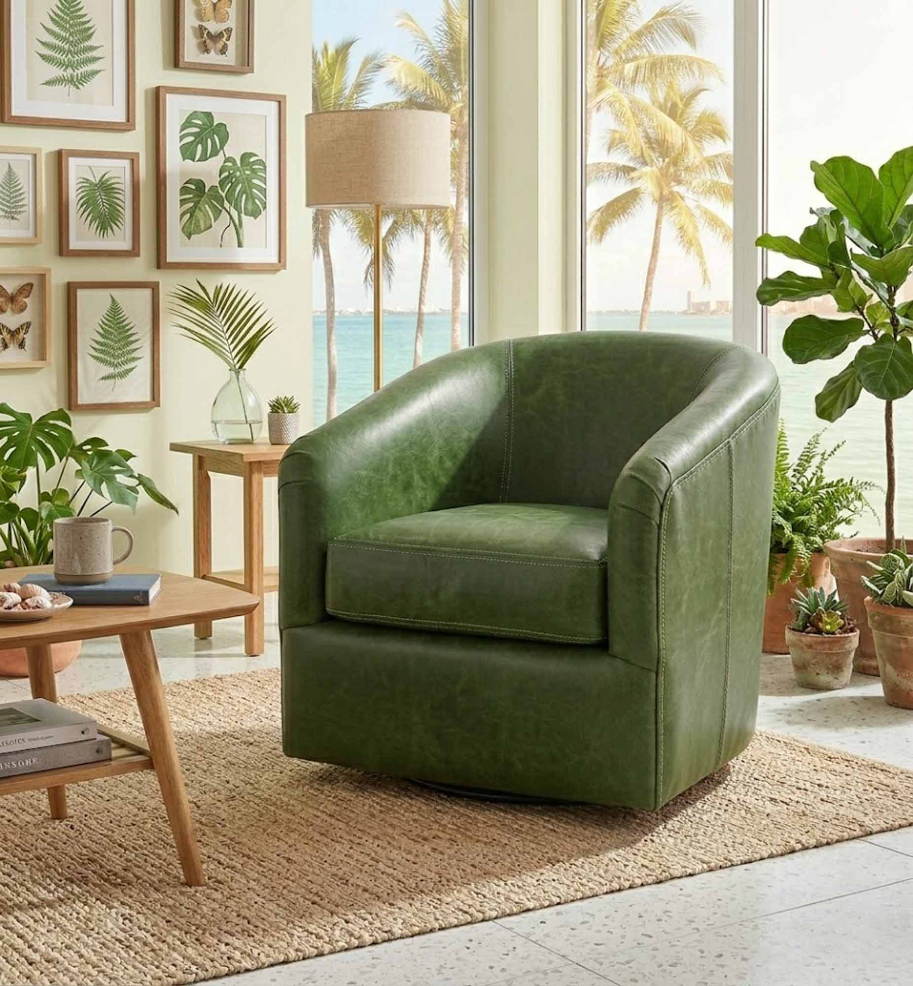 Bella Leather Swivel Chair - Image 7