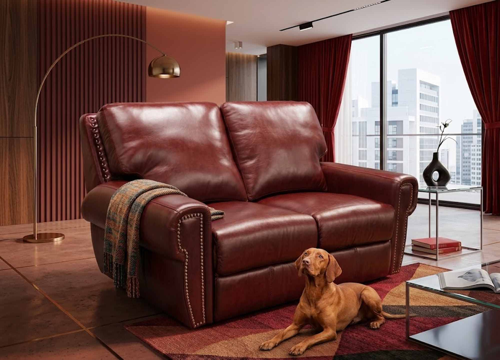 Bismarck Leather Reclining Loveseat - Image 3