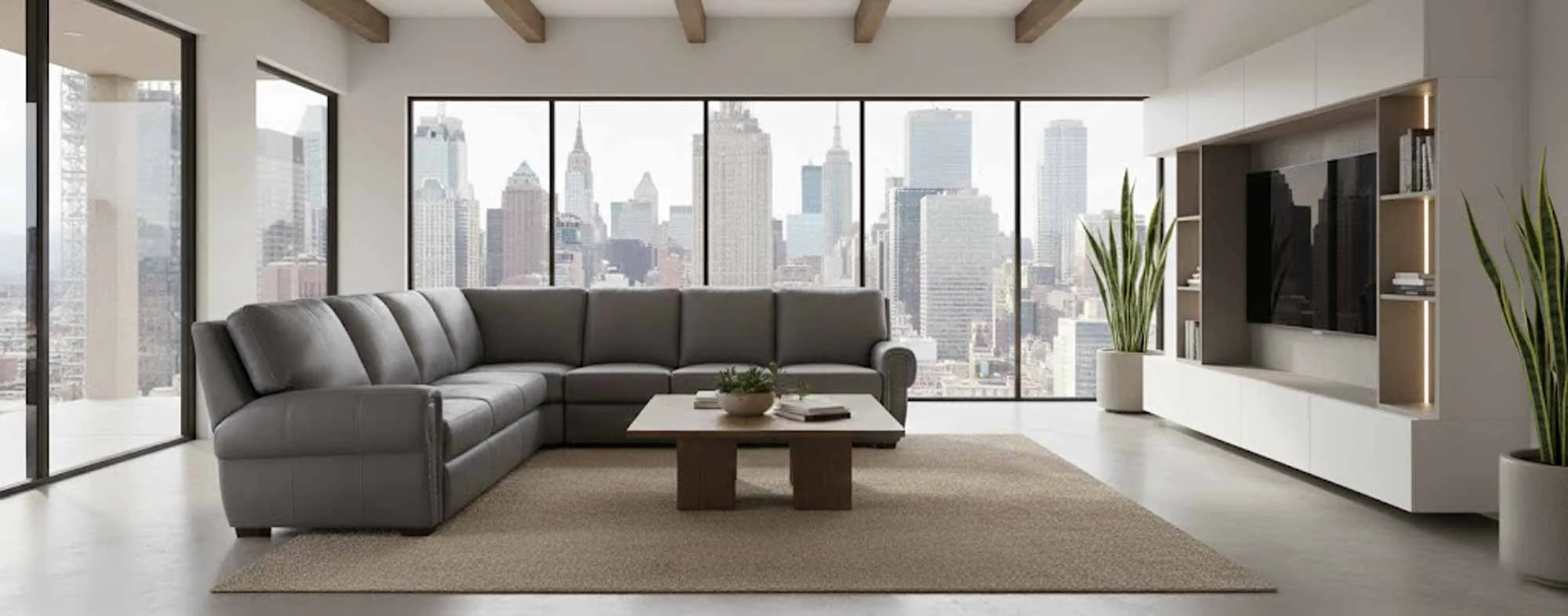 Bismarck Leather Reclining Sectional - Image 3