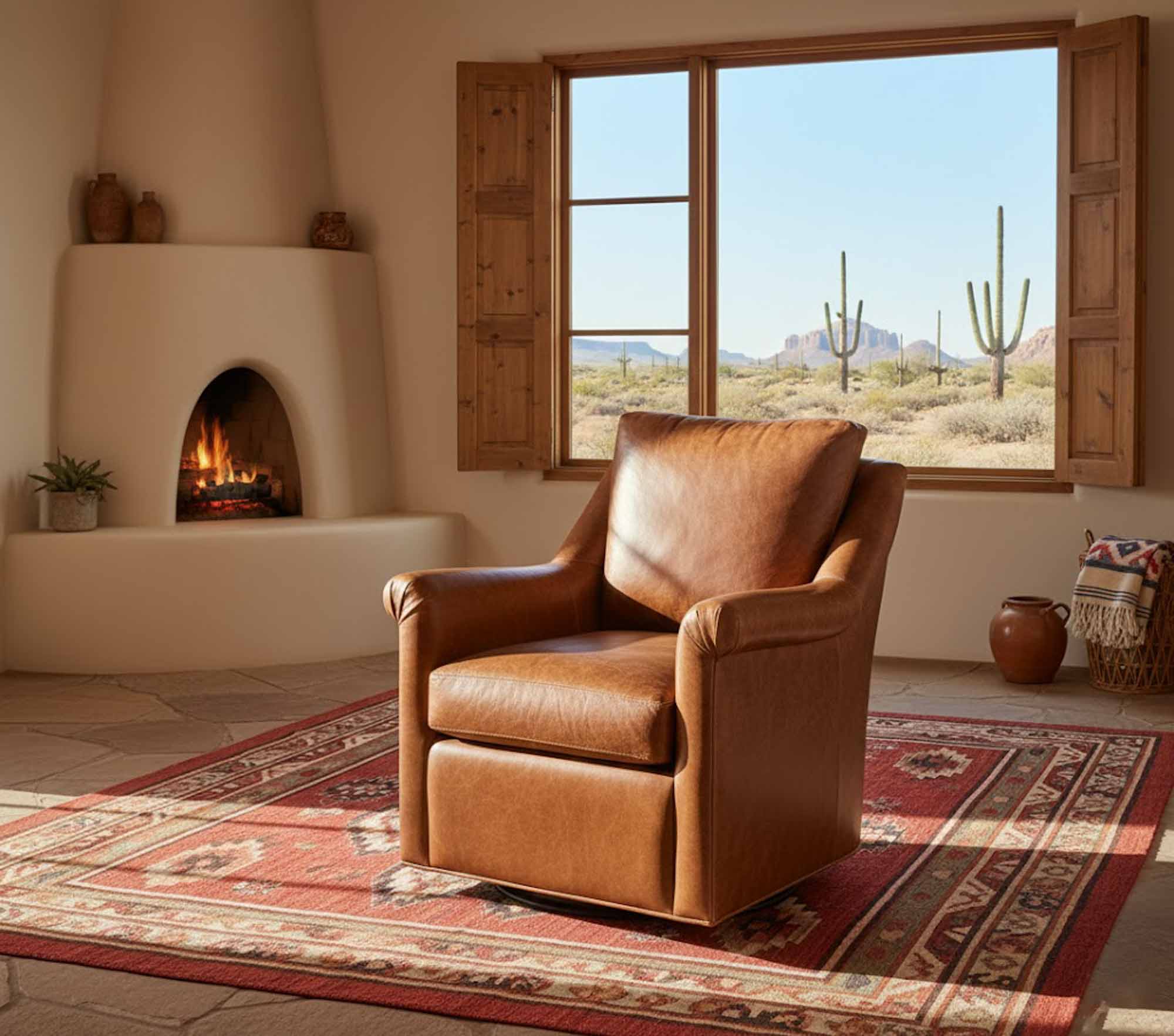Bolt Leather Swivel Chair - Image 3