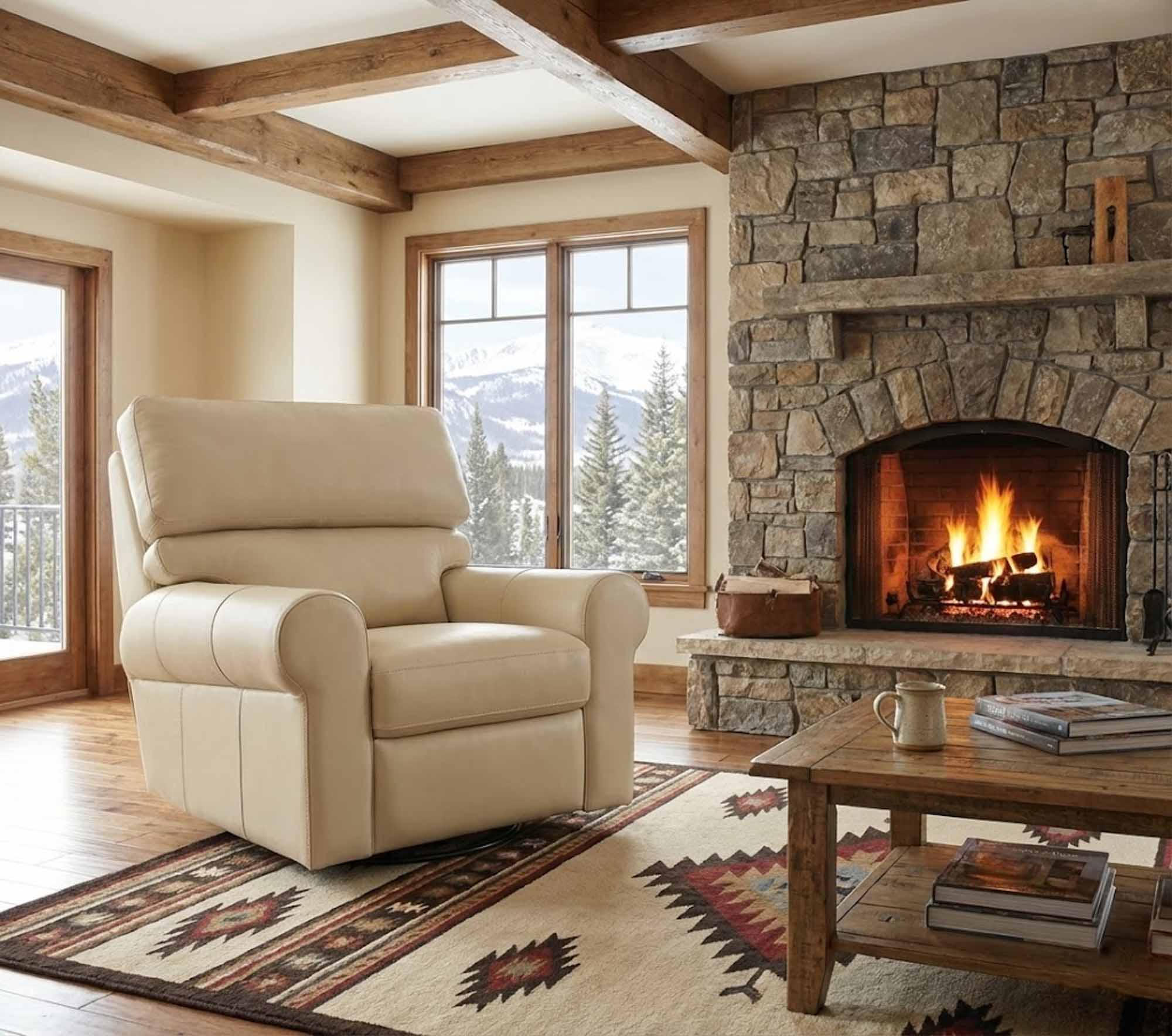 Brookhaven Leather Swivel Glider Recliner - Image 7