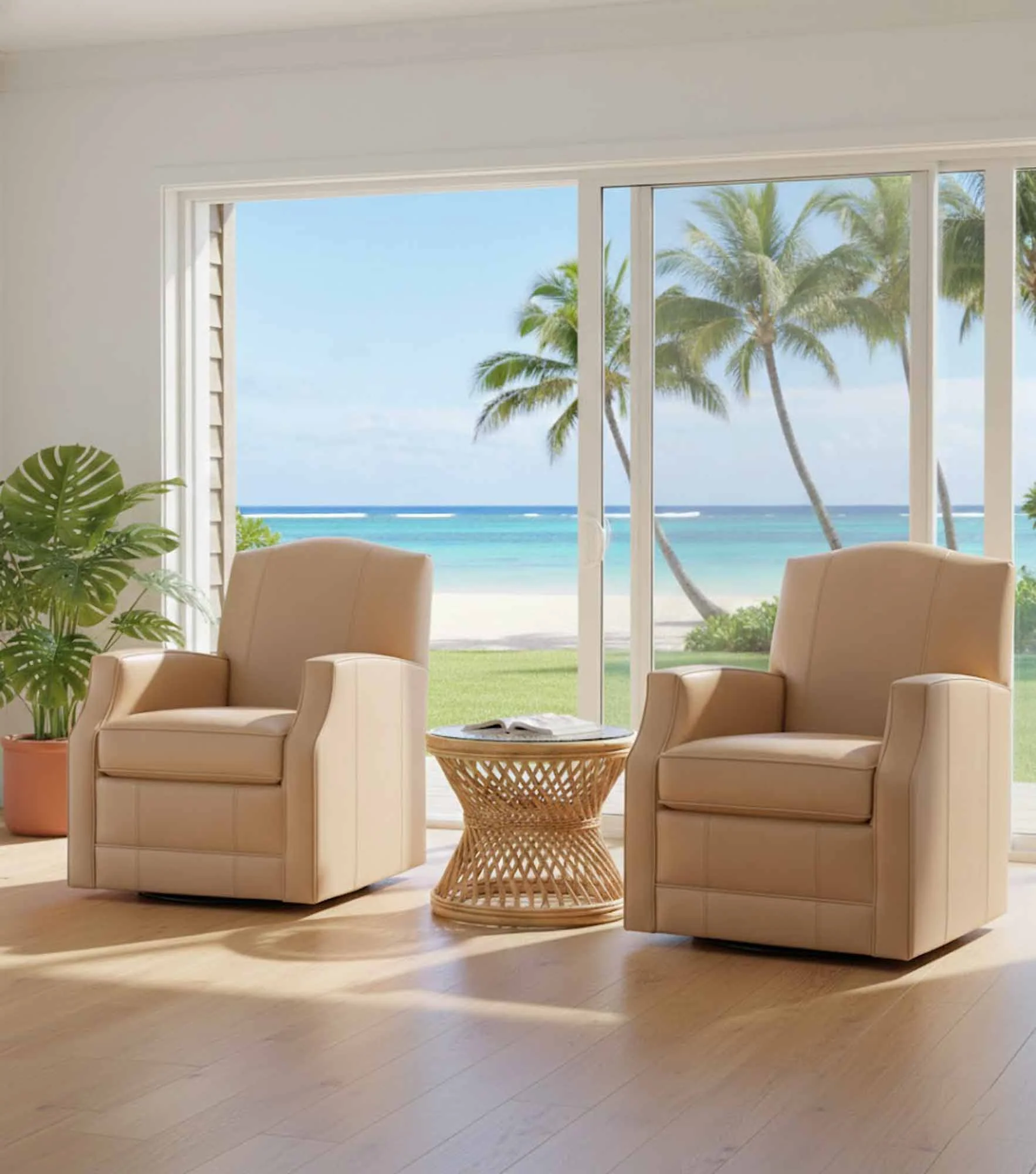 Calvin Leather Swivel Chair - Image 3