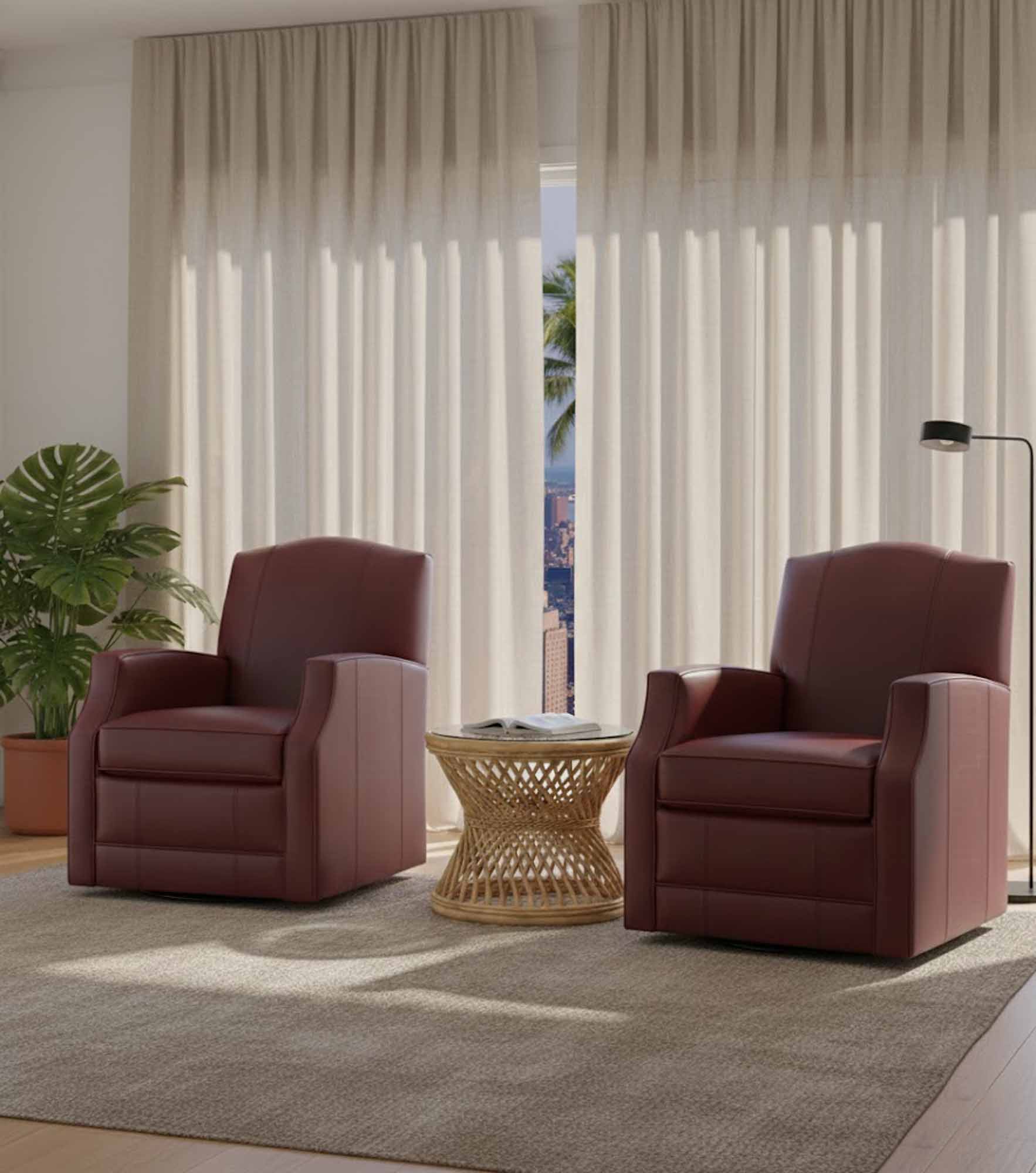Calvin Leather Swivel Chair - Image 4