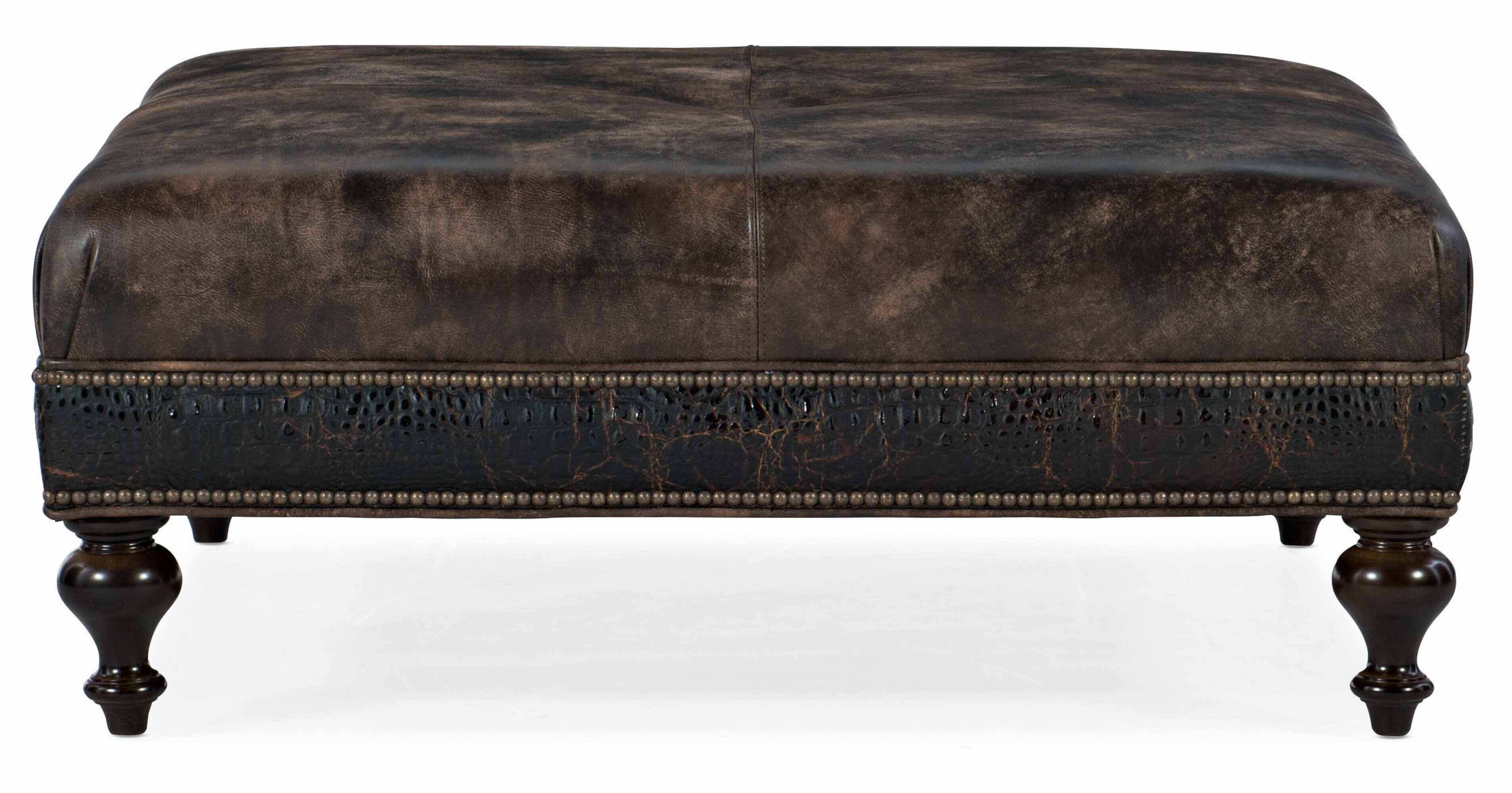 Chad Leather Cocktail Ottoman - Image 3