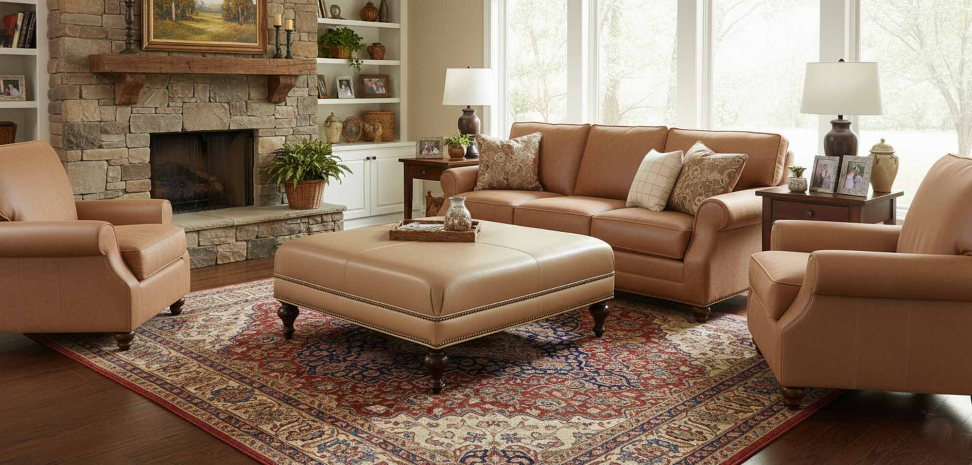 Chad Leather Cocktail Ottoman - Image 5