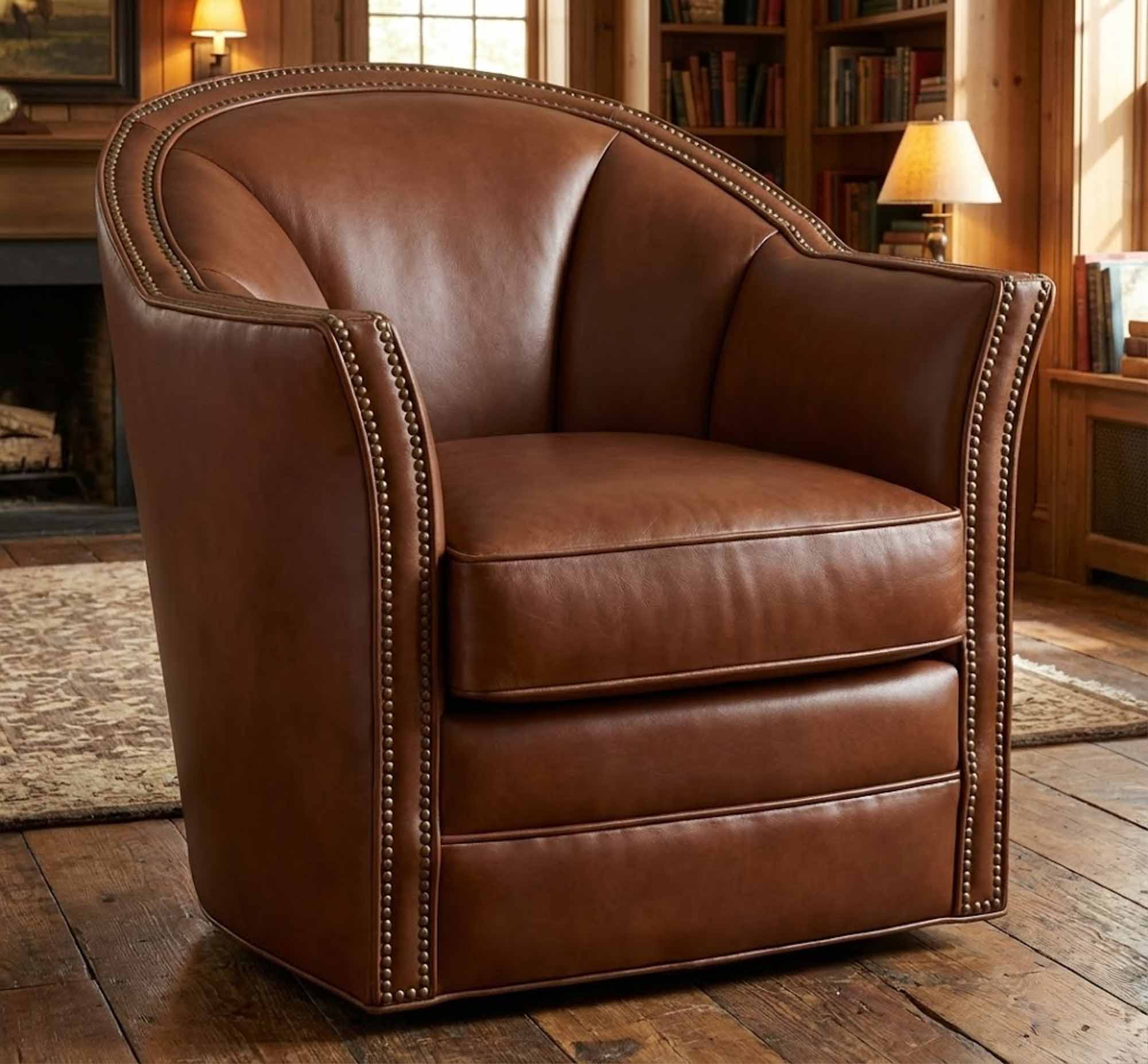 Chesney Leather Swivel Chair - Image 4