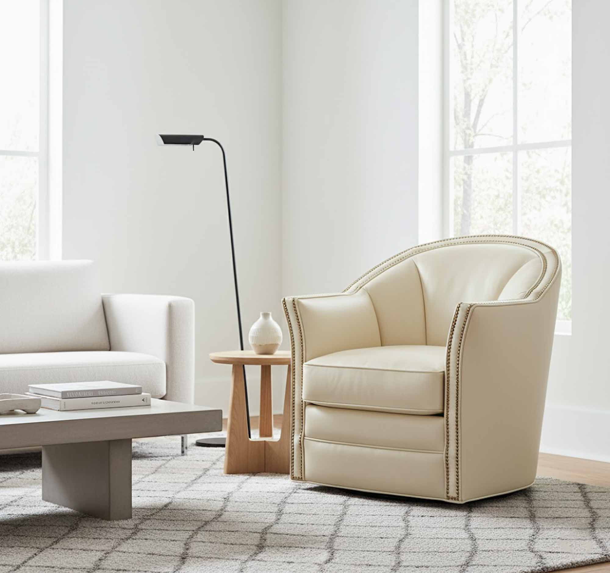 Chesney Leather Swivel Chair - Image 5