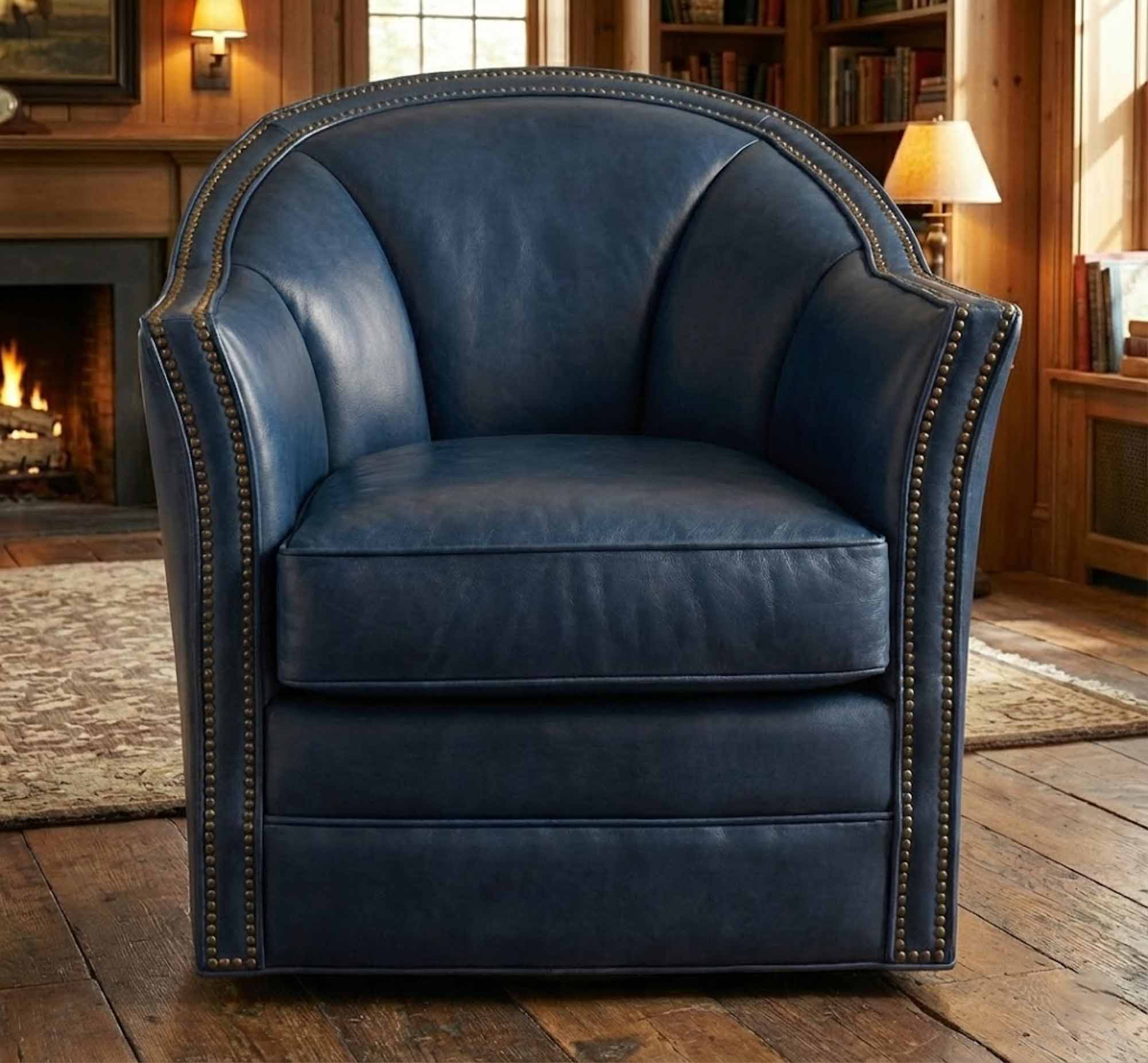 Chesney Leather Swivel Chair - Image 6