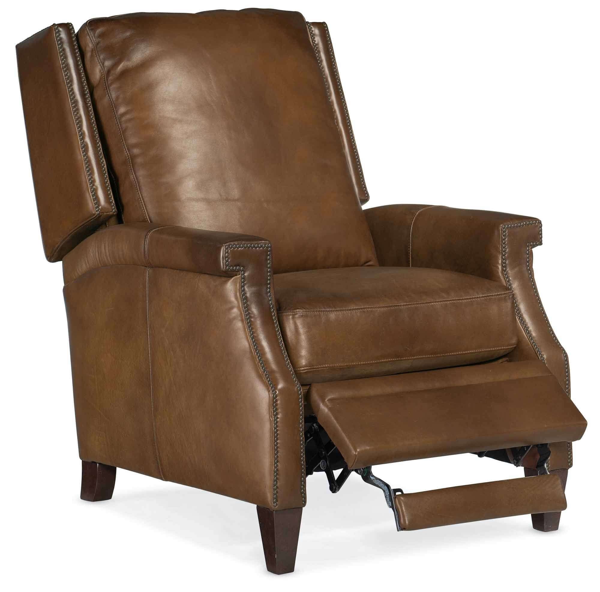 Cole Leather Recliner In Brown - Image 4