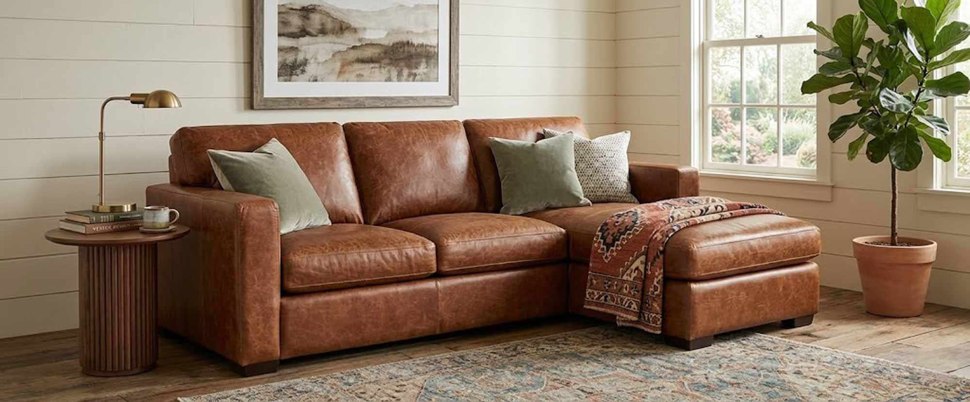 Colebrook Leather Sofa With Chaise - Image 7