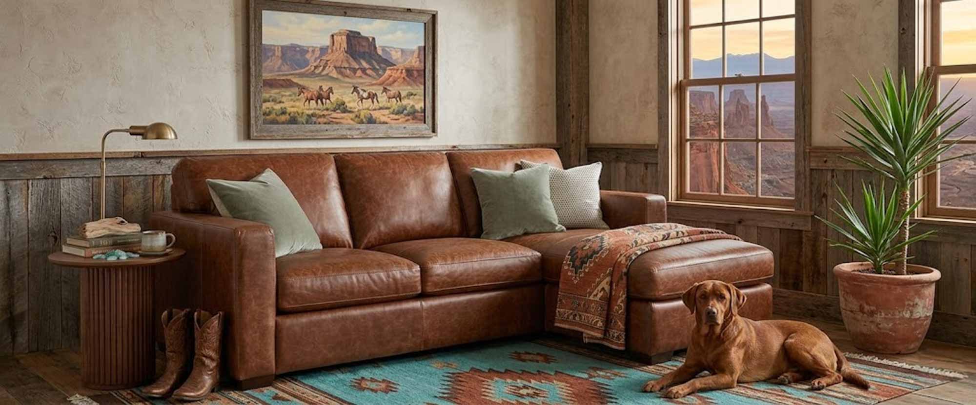 Colebrook Leather Sofa With Chaise - Image 9