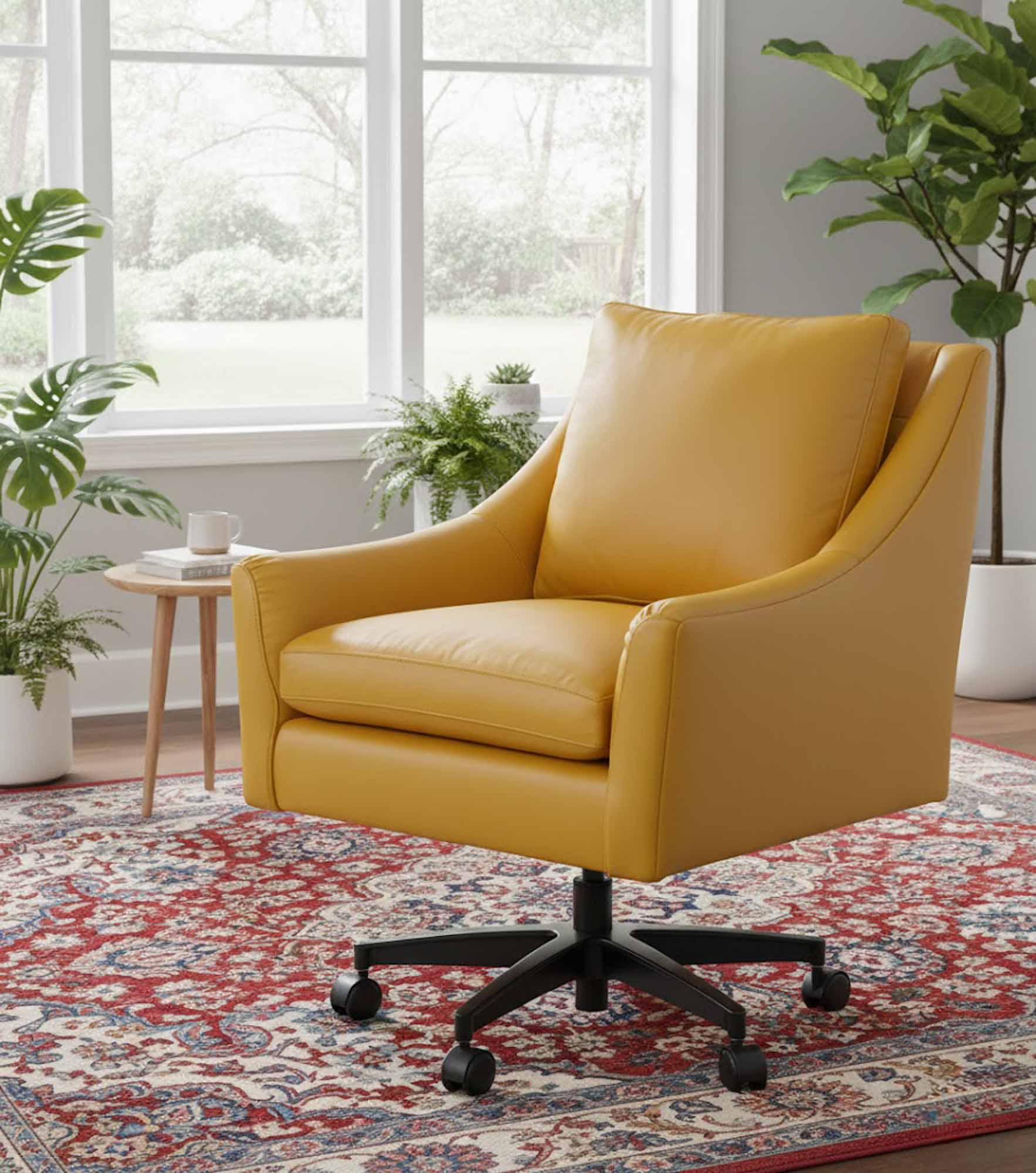 Sadie Leather Swivel Office Chair - Image 6