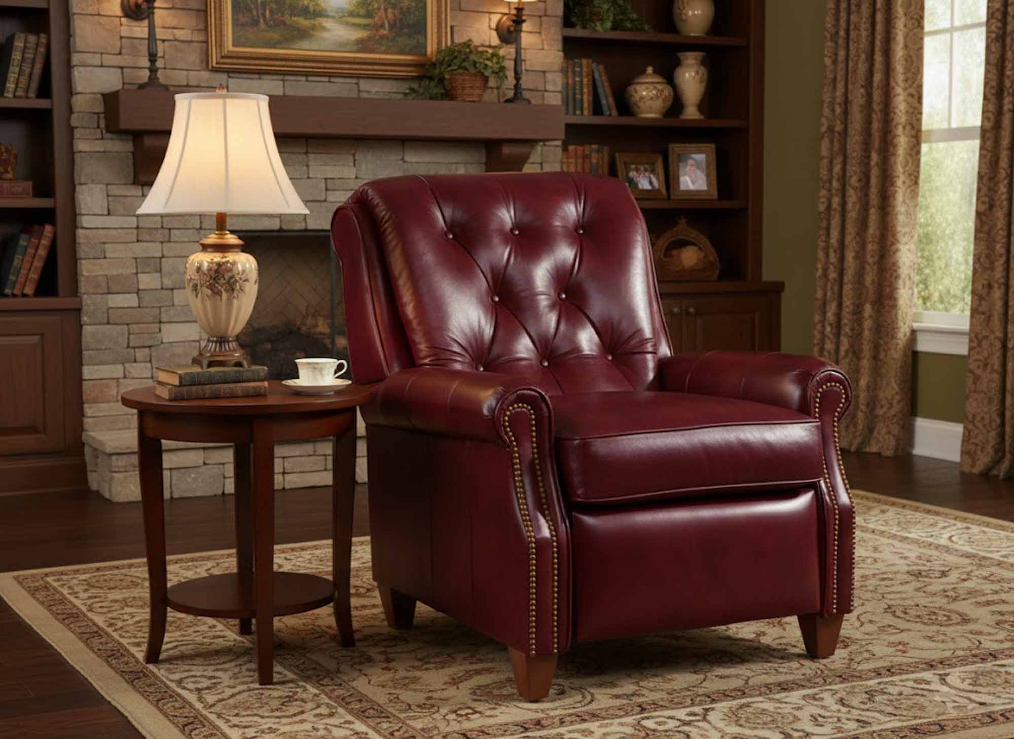 Diamond Tufted Leather Recliner - Image 3