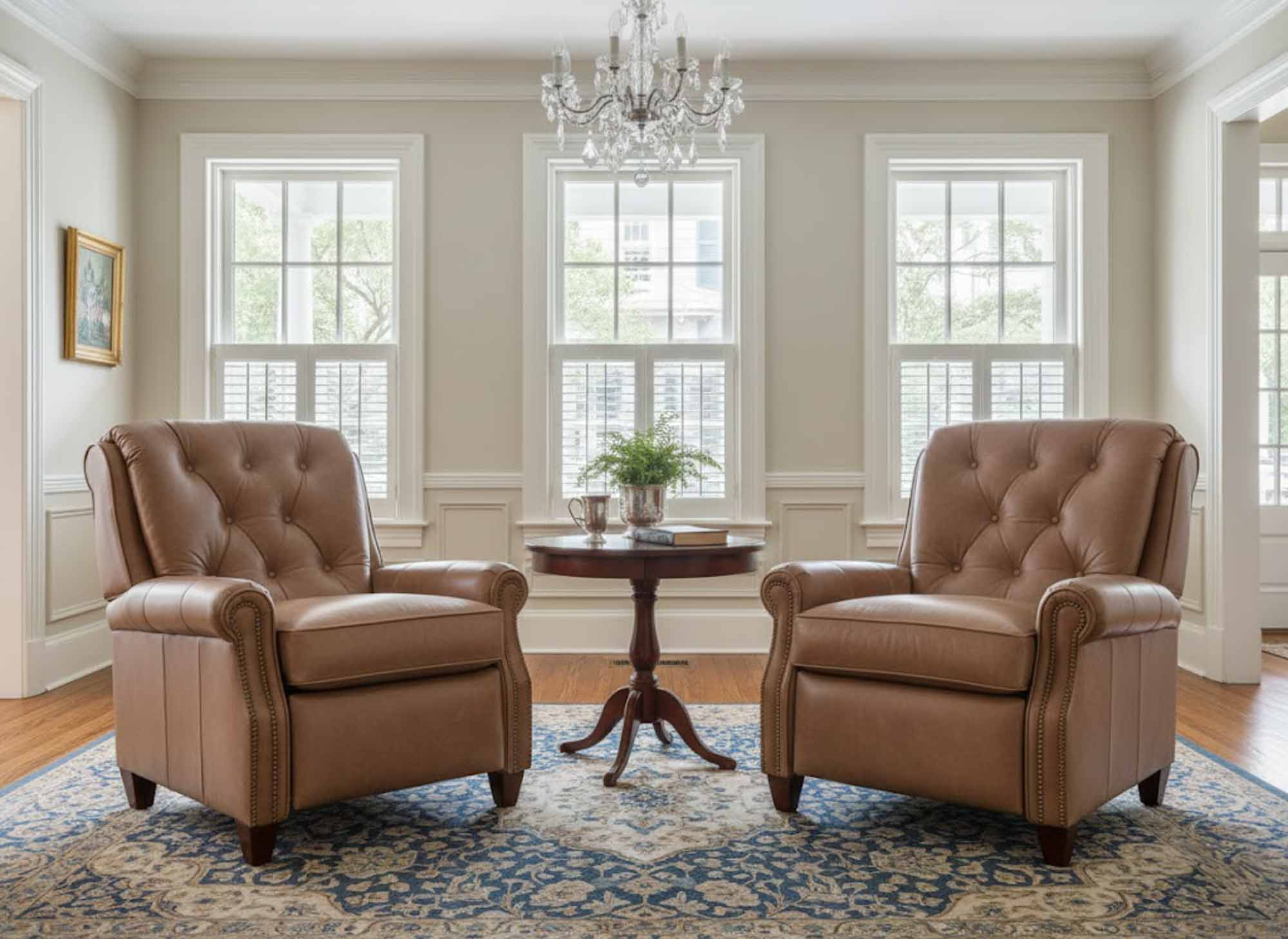 Diamond Tufted Leather Recliner - Image 4