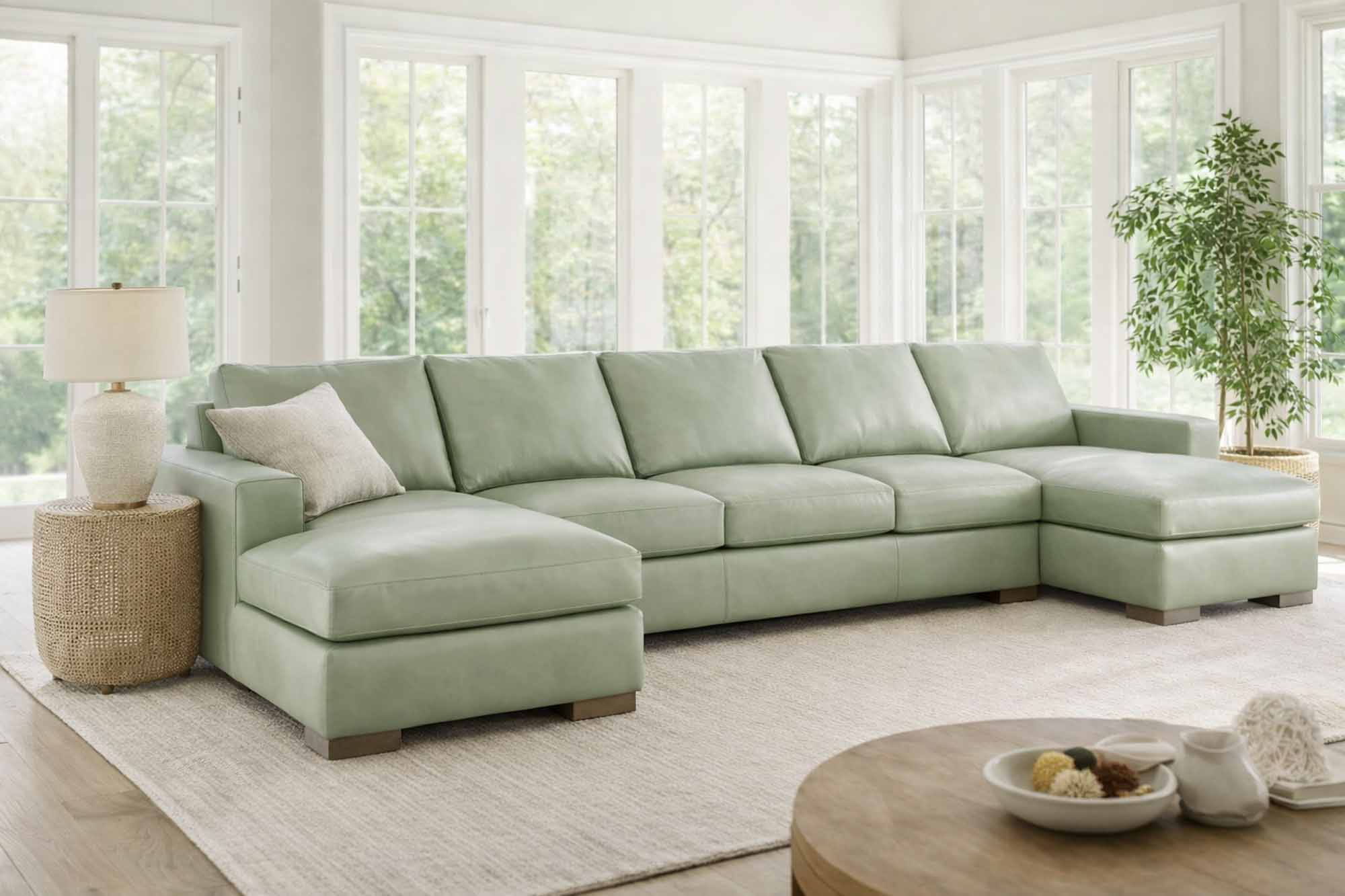 Donovan Leather Sofa With Chaise - Image 6
