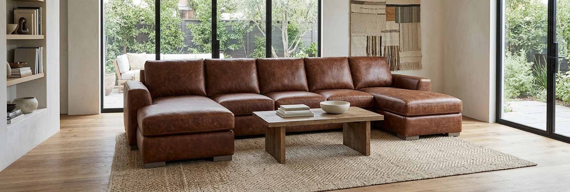 Donovan Leather Sofa With Chaise - Image 7
