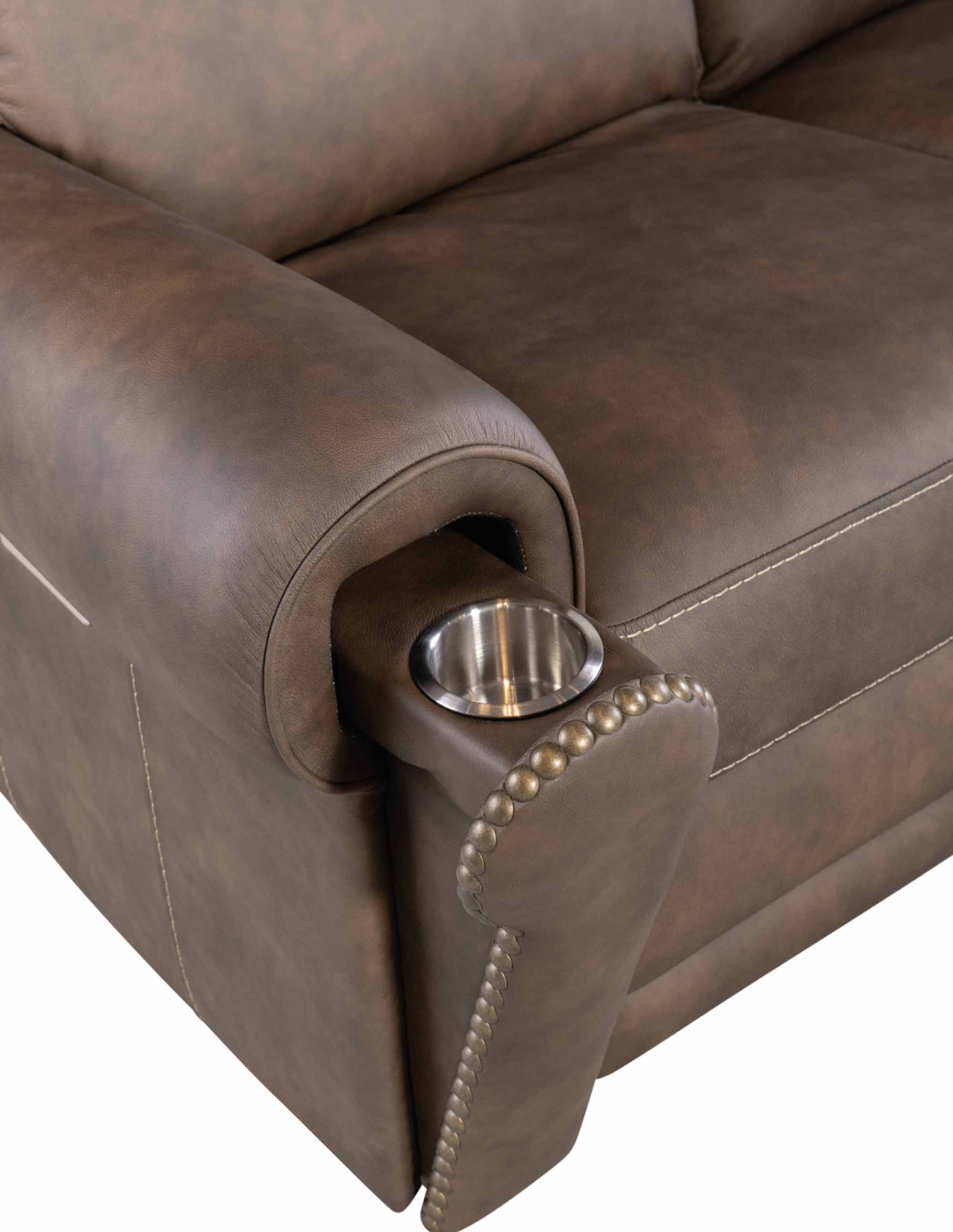 Dustin Leather Power Reclining Loveseat With Articulating Headrest And Lumbar In Brown - Image 5