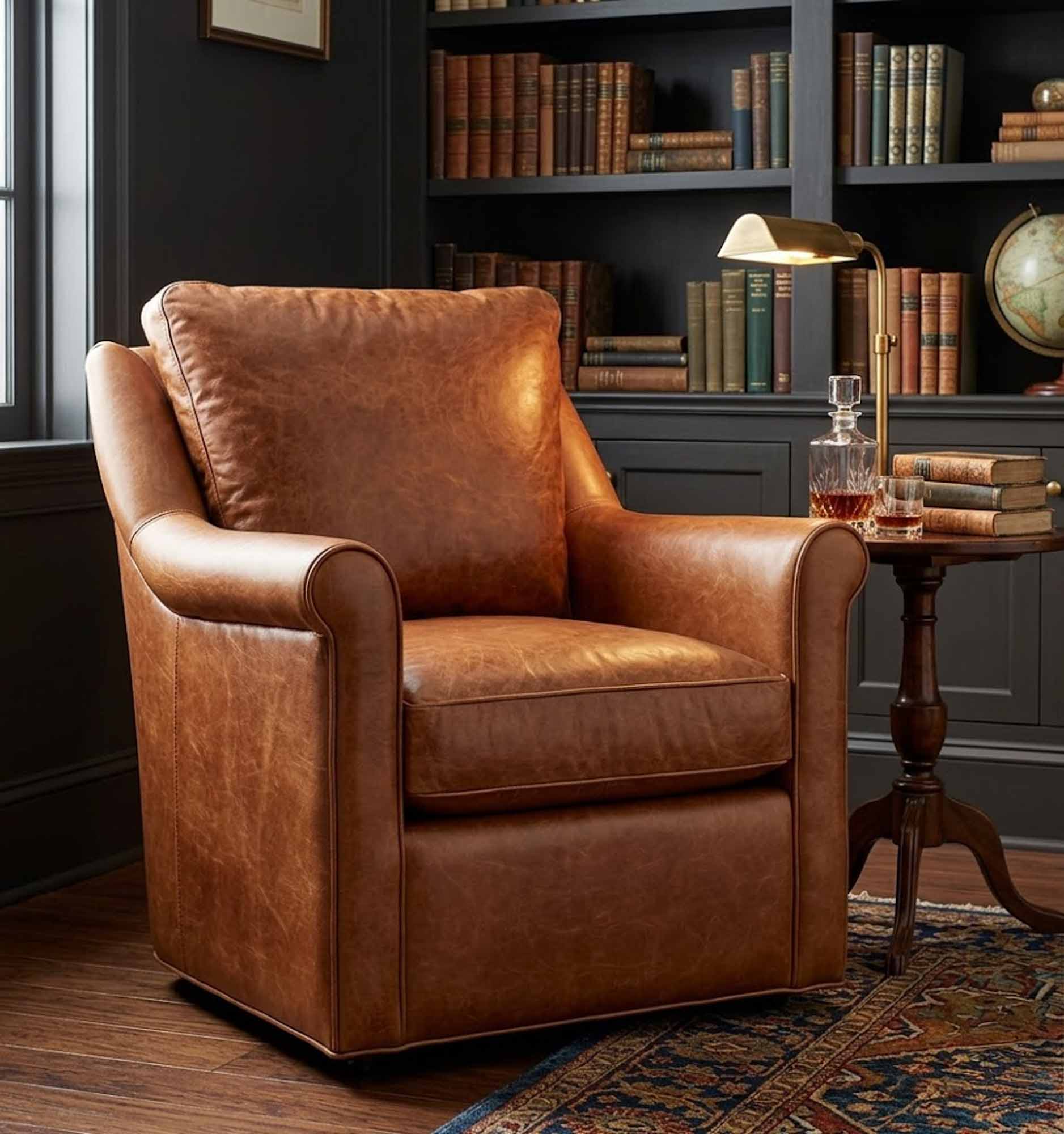 Ella Leather Swivel Chair - Image 3