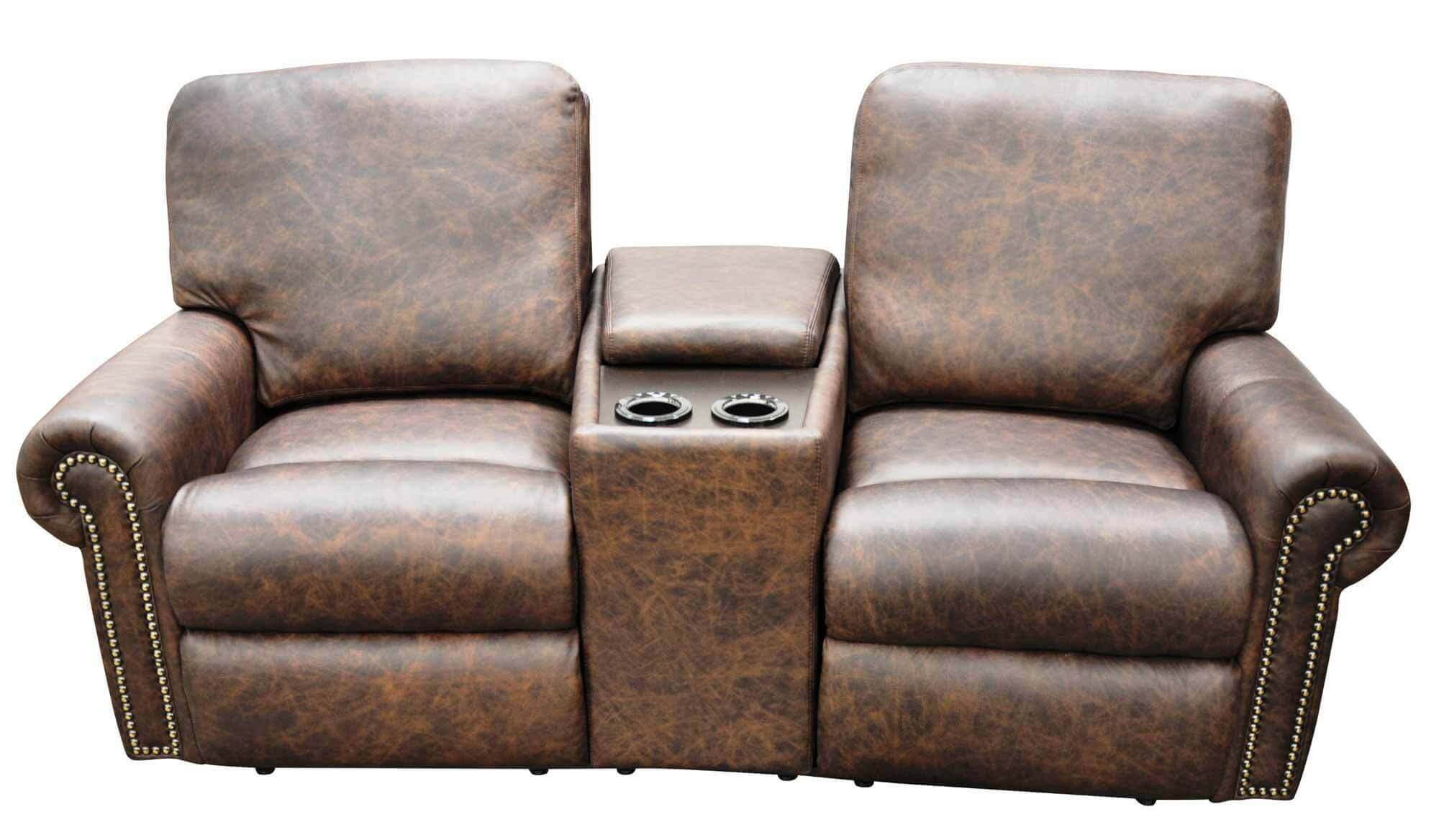 Fairmont Leather Reclining Loveseat Console