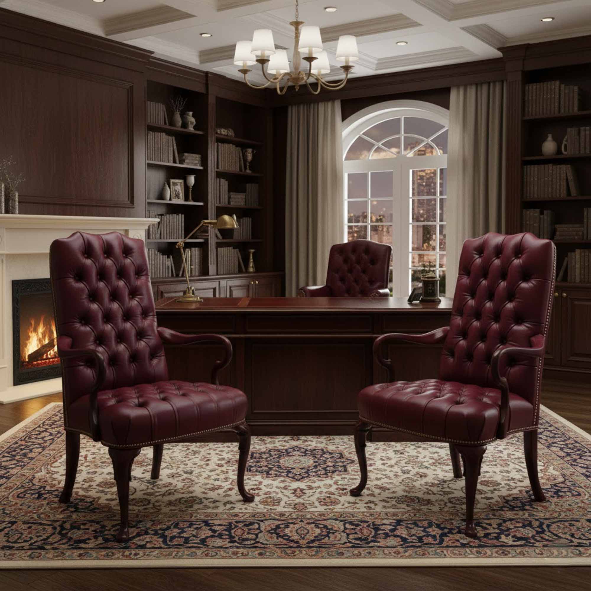 Fully Tufted Leather Gooseneck Chair - Image 3