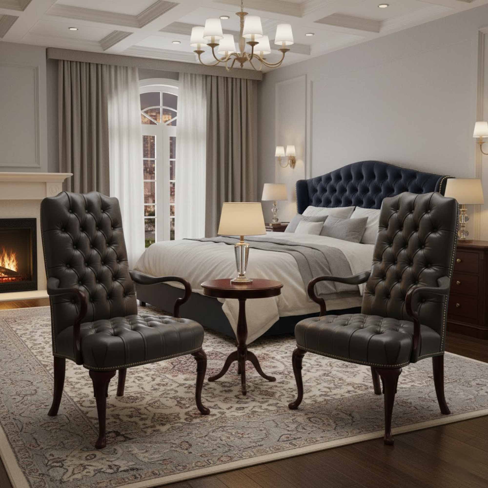 Fully Tufted Leather Gooseneck Chair - Image 4