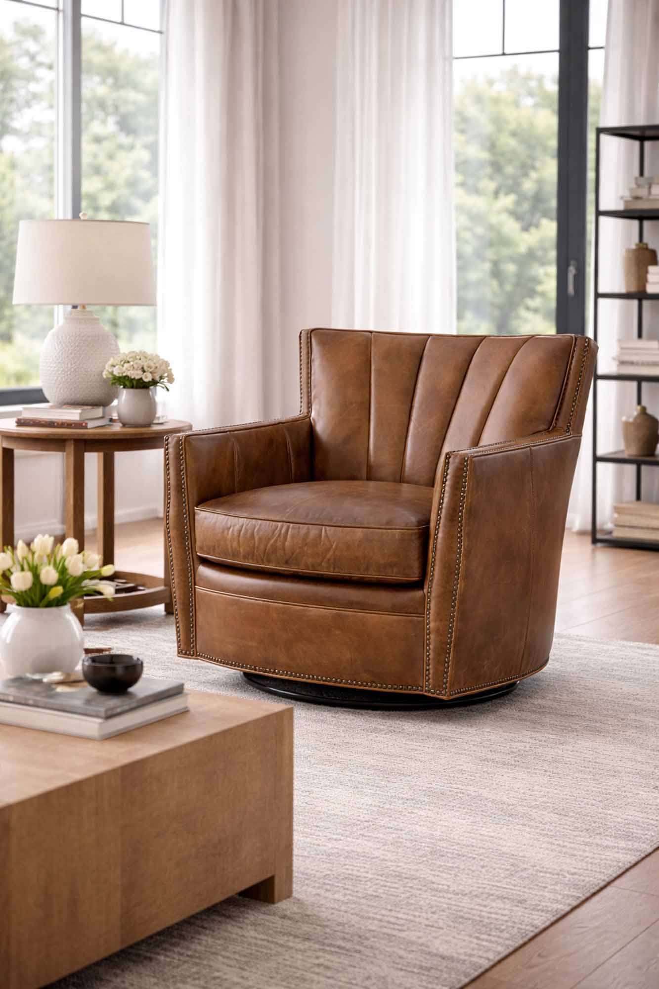 Gibson Leather Swivel Chair - Image 3