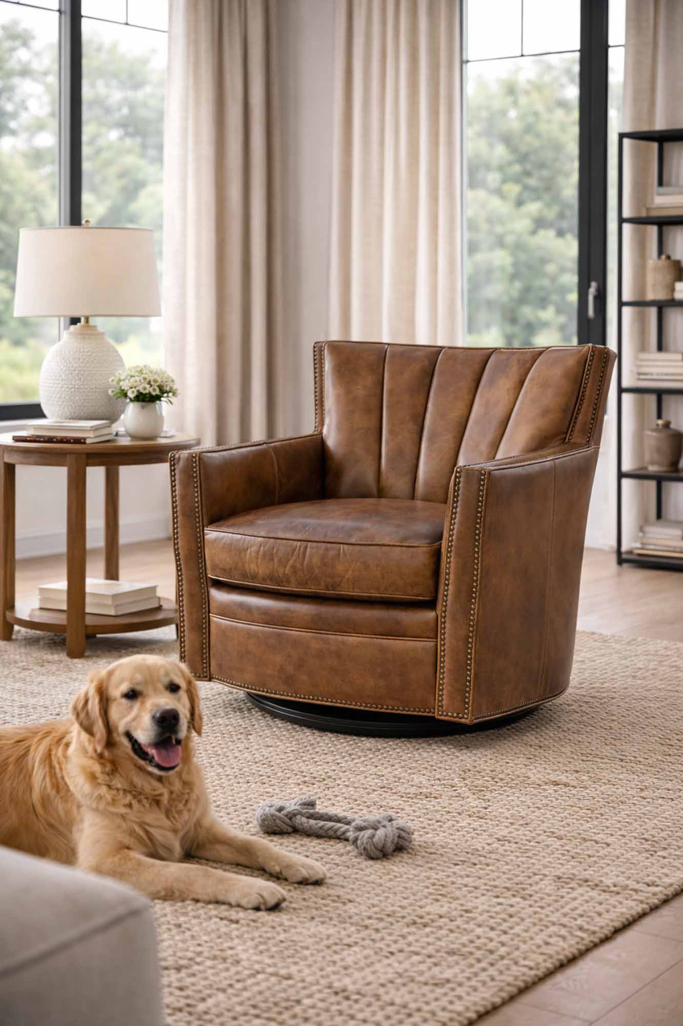 Gibson Leather Swivel Chair - Image 4