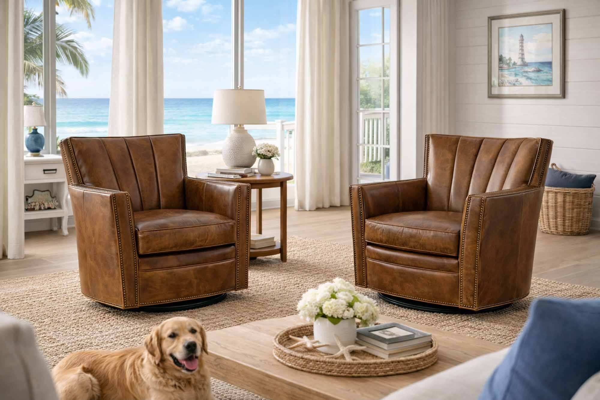 Gibson Leather Swivel Chair - Image 5
