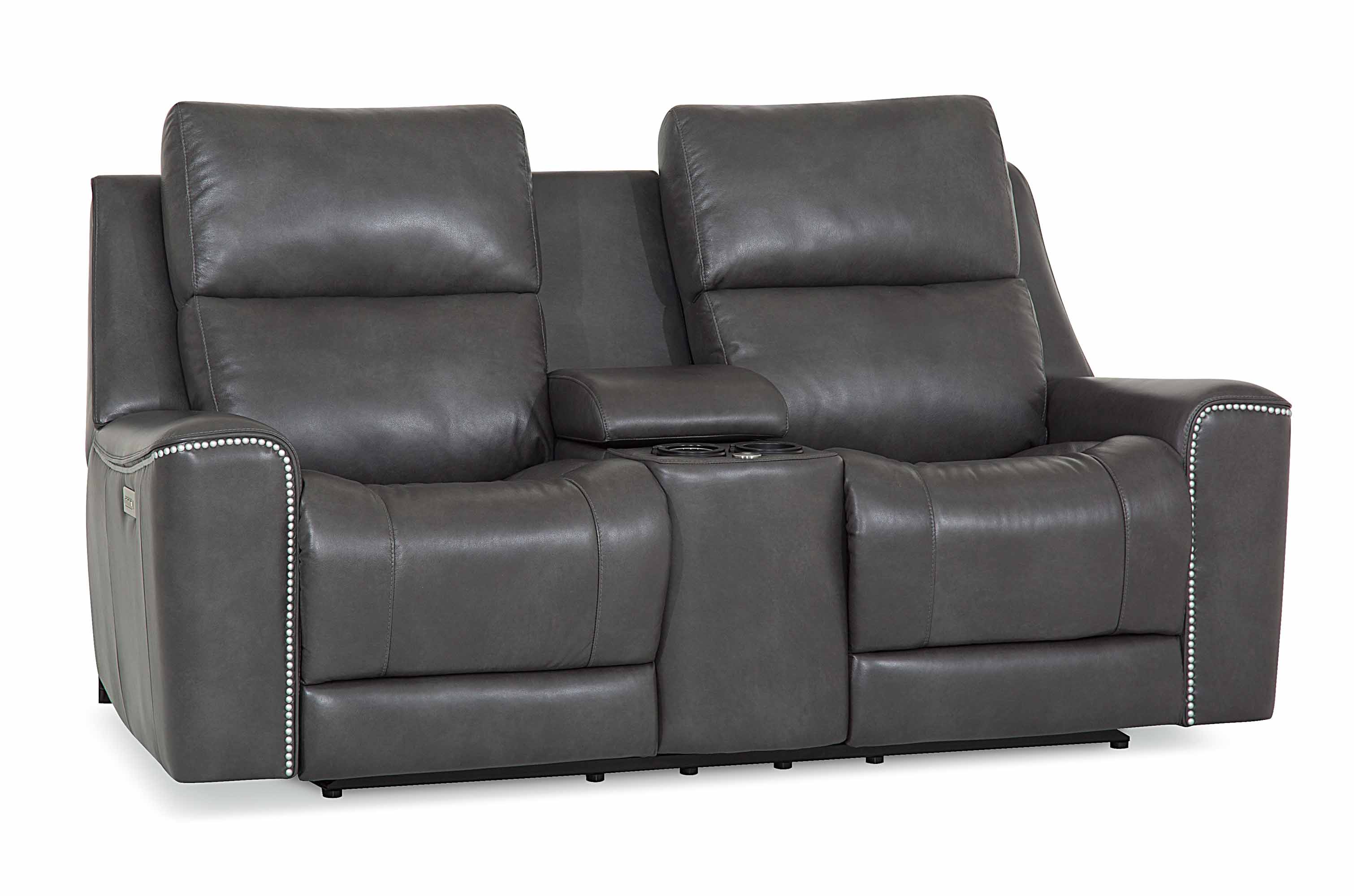 Hastings Leather Power Reclining Loveseat Console With Articulating Headrest