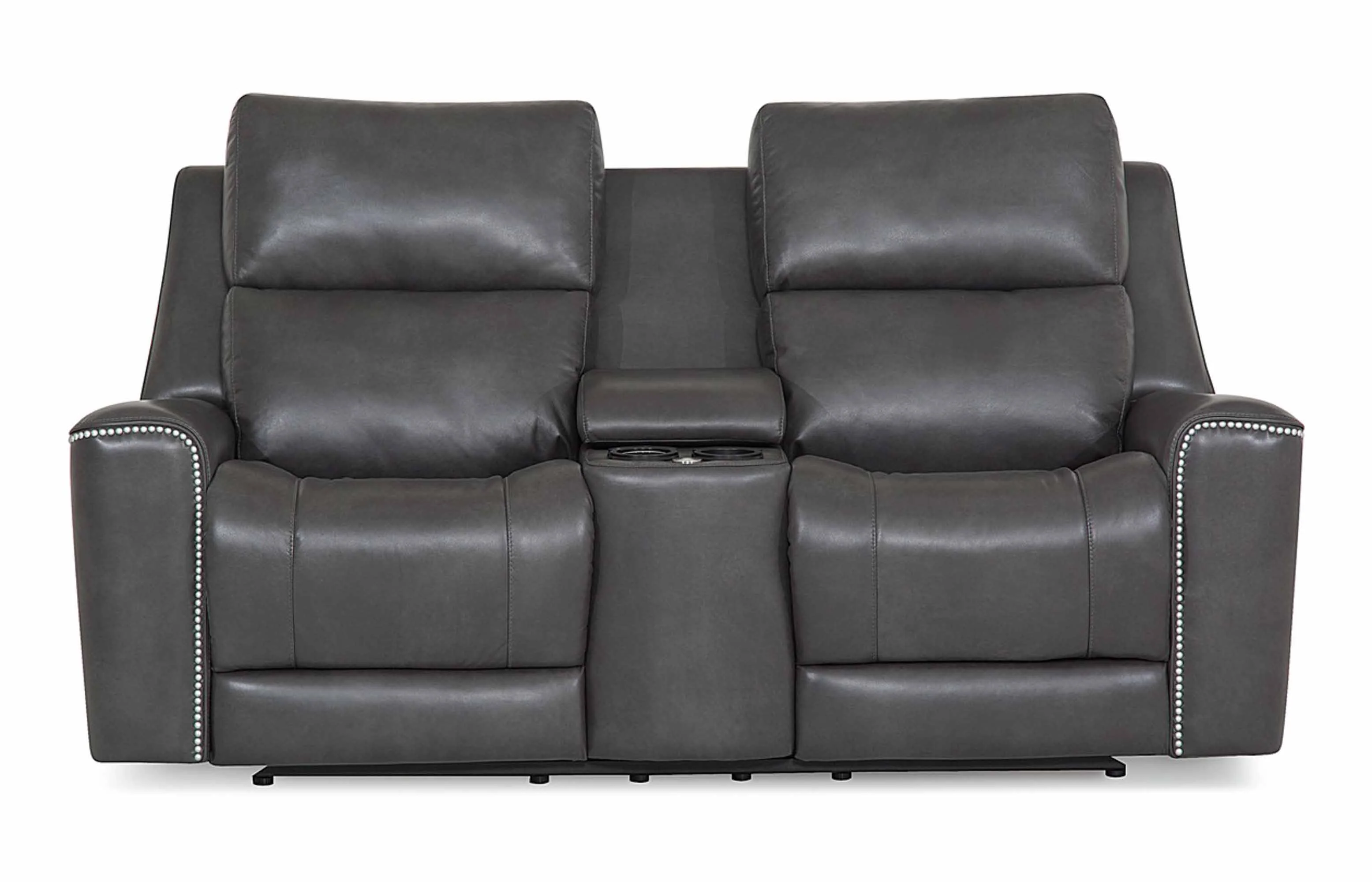Hastings Leather Power Reclining Loveseat Console With Articulating Headrest - Image 2
