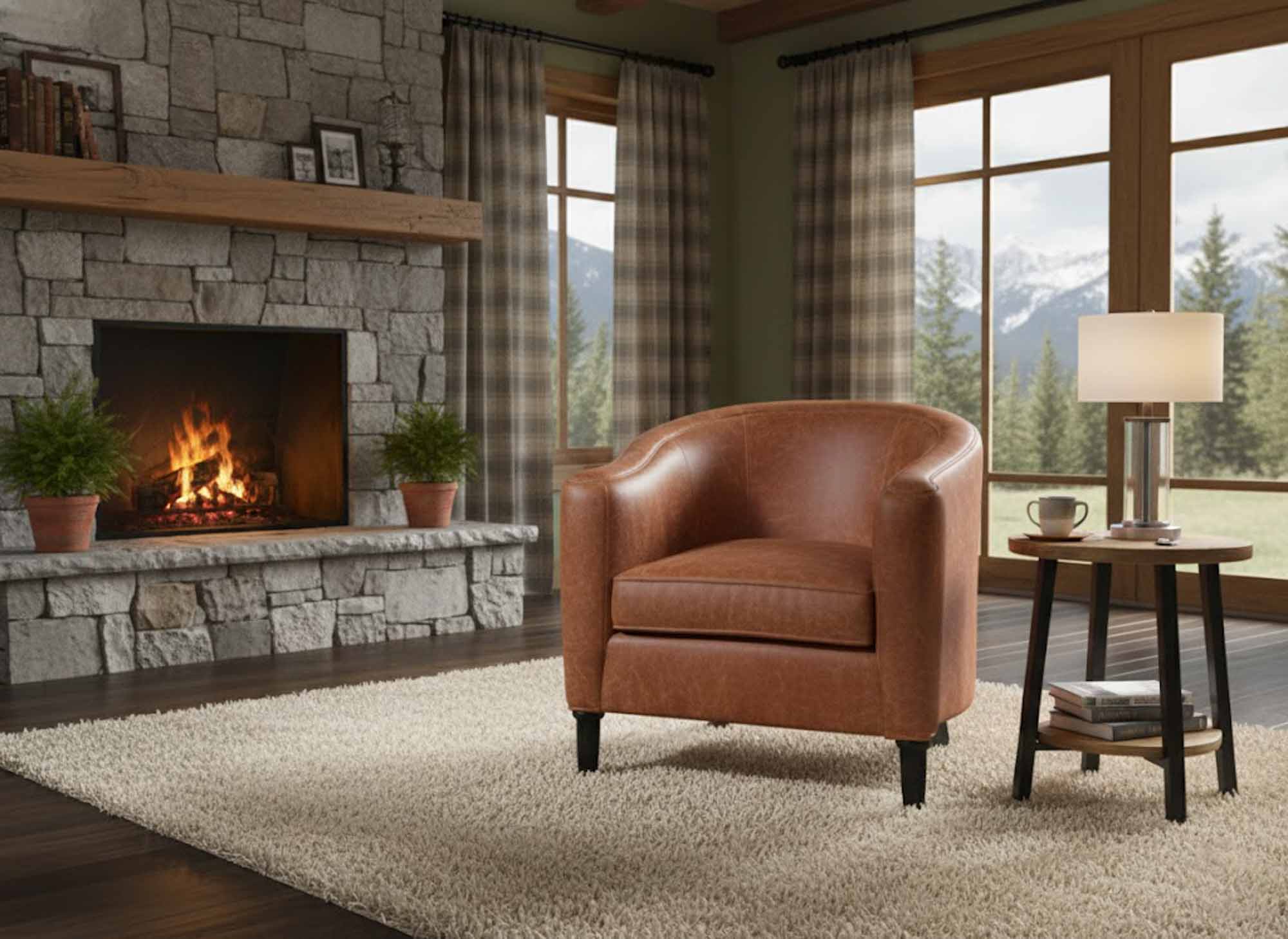 Horseshoe Leather Accent Chair - Image 3