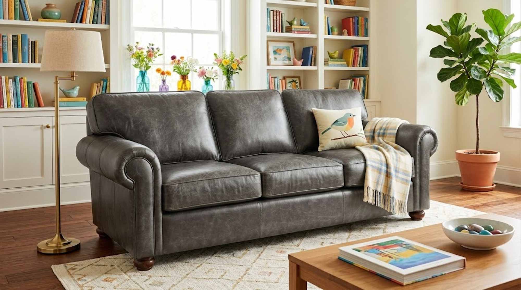 Isenhour Leather Queen Size Sofa Sleeper - Image 7