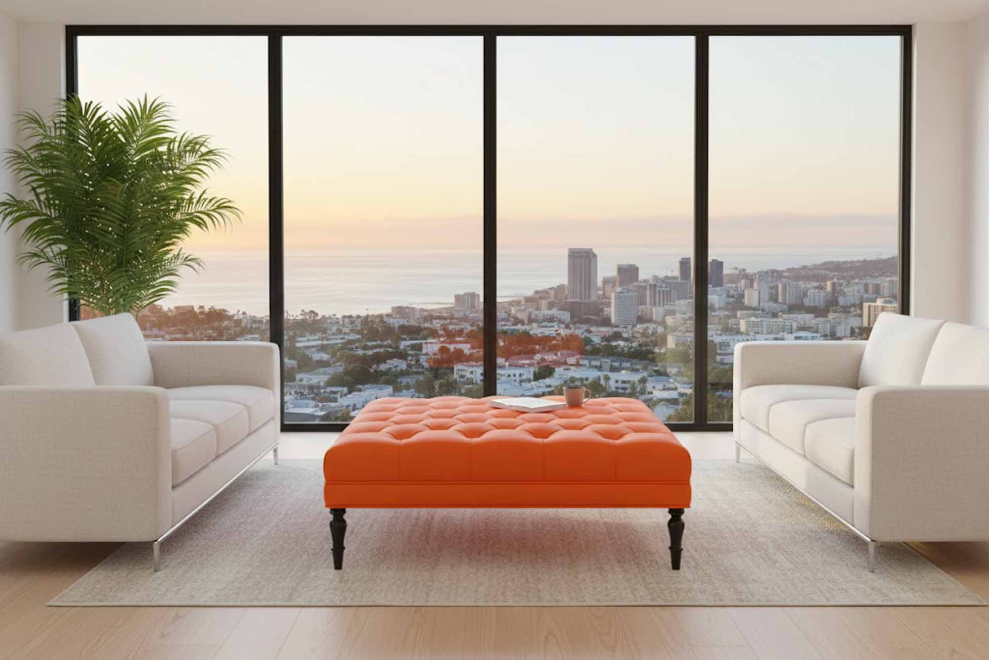 Ivana Leather Ottoman - Image 3