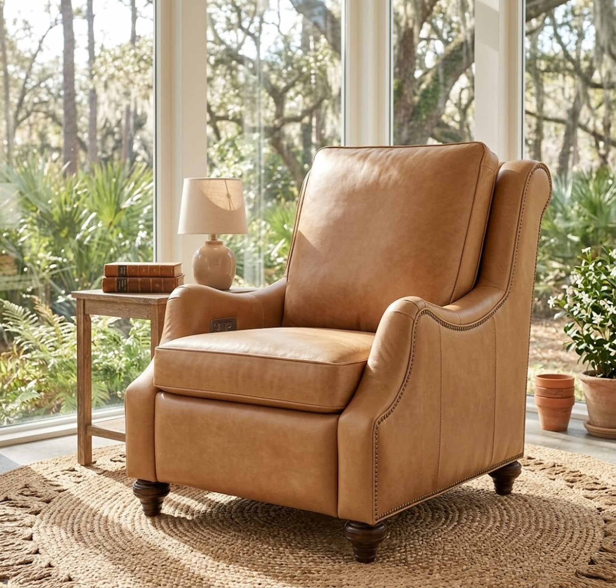 Jake Leather Power Recliner With Articulating Headrest - Image 9