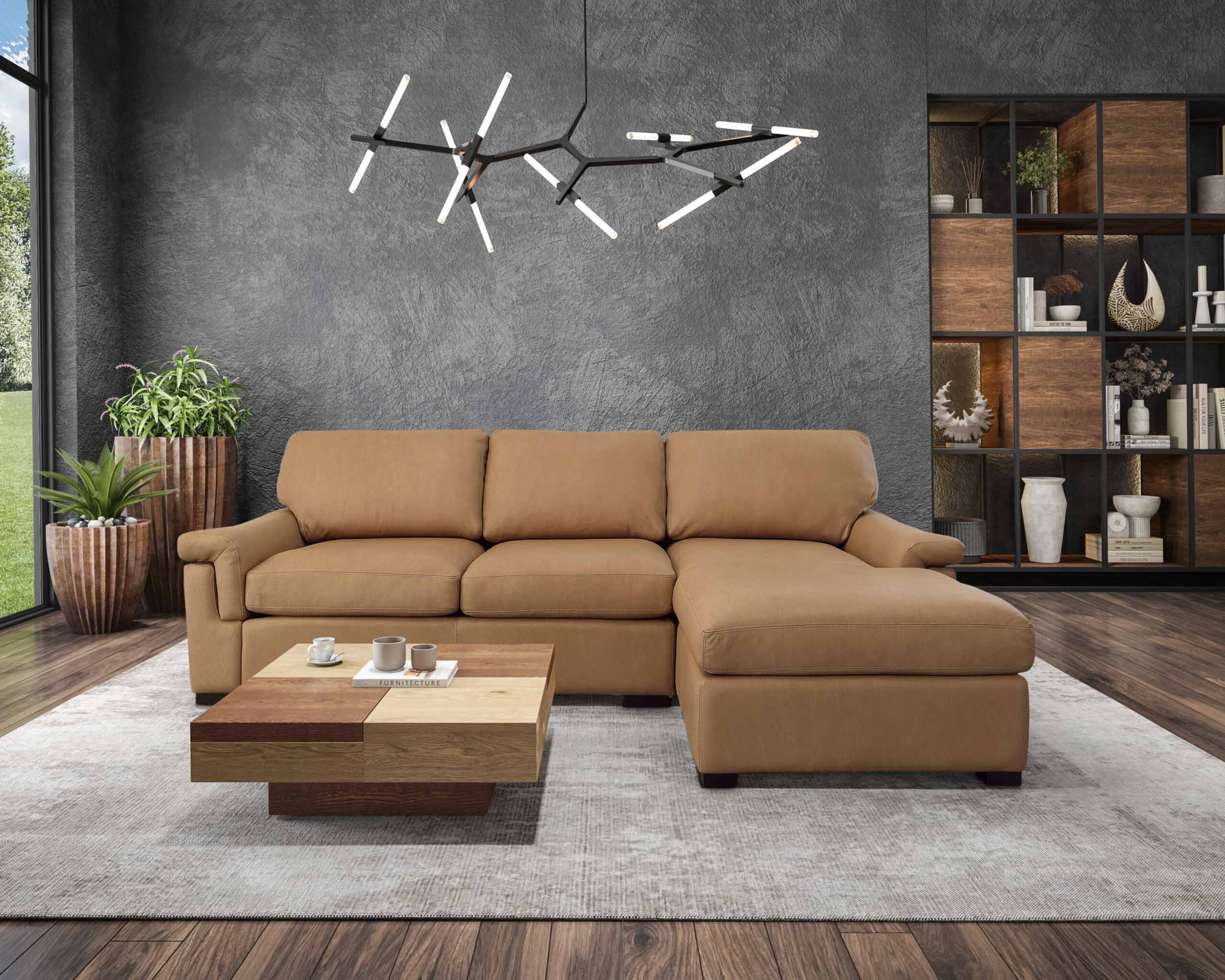 Lusso Leather Sofa With Chaise - Image 3