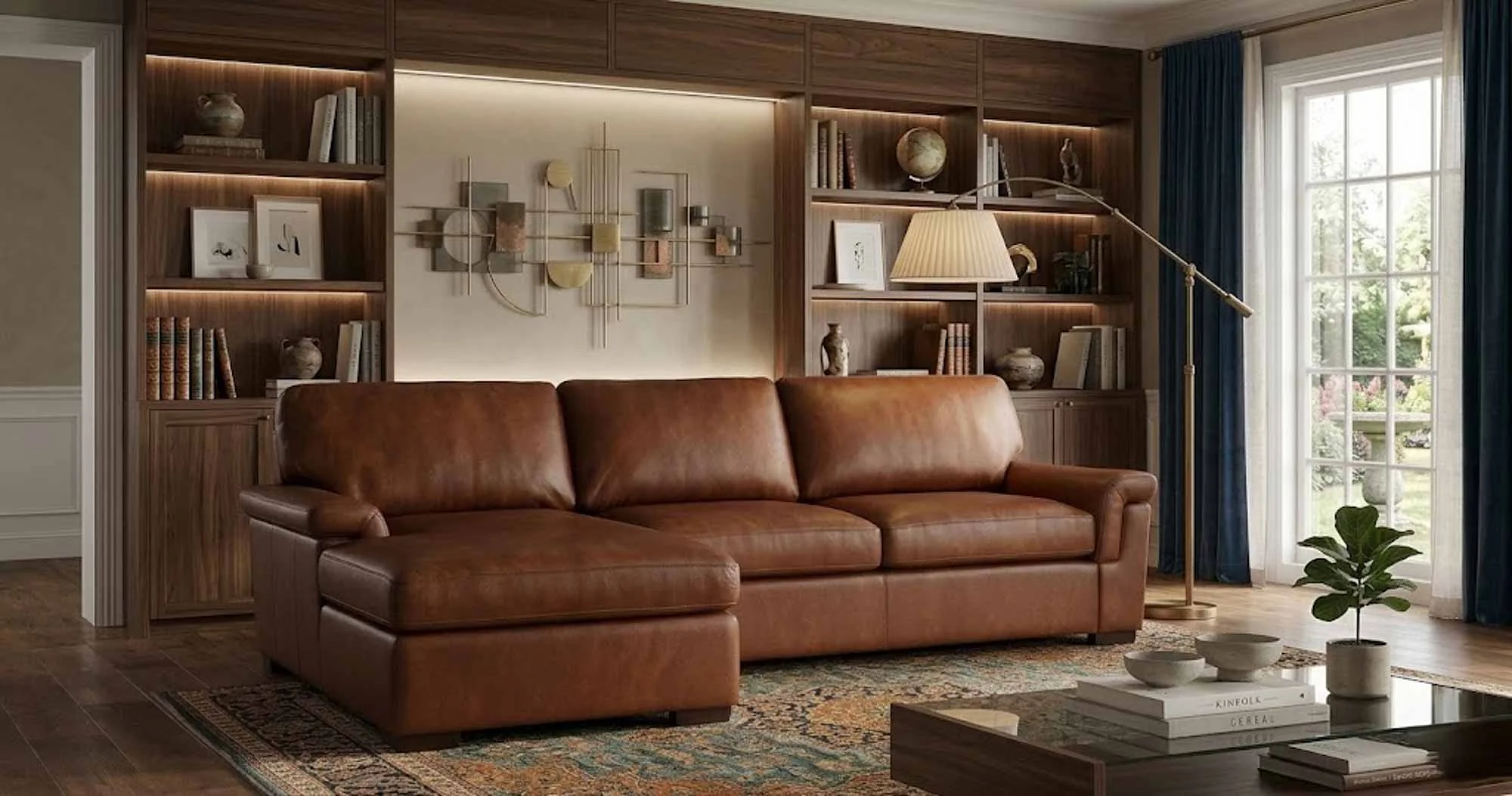 Lusso Leather Sofa With Chaise - Image 4