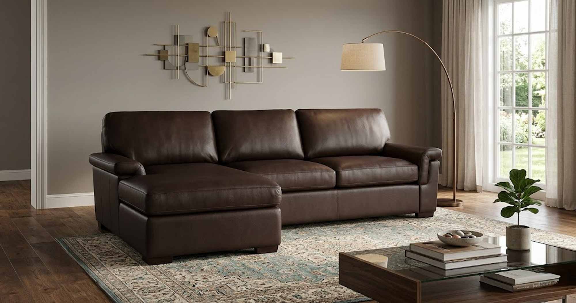 Lusso Leather Sofa With Chaise - Image 5