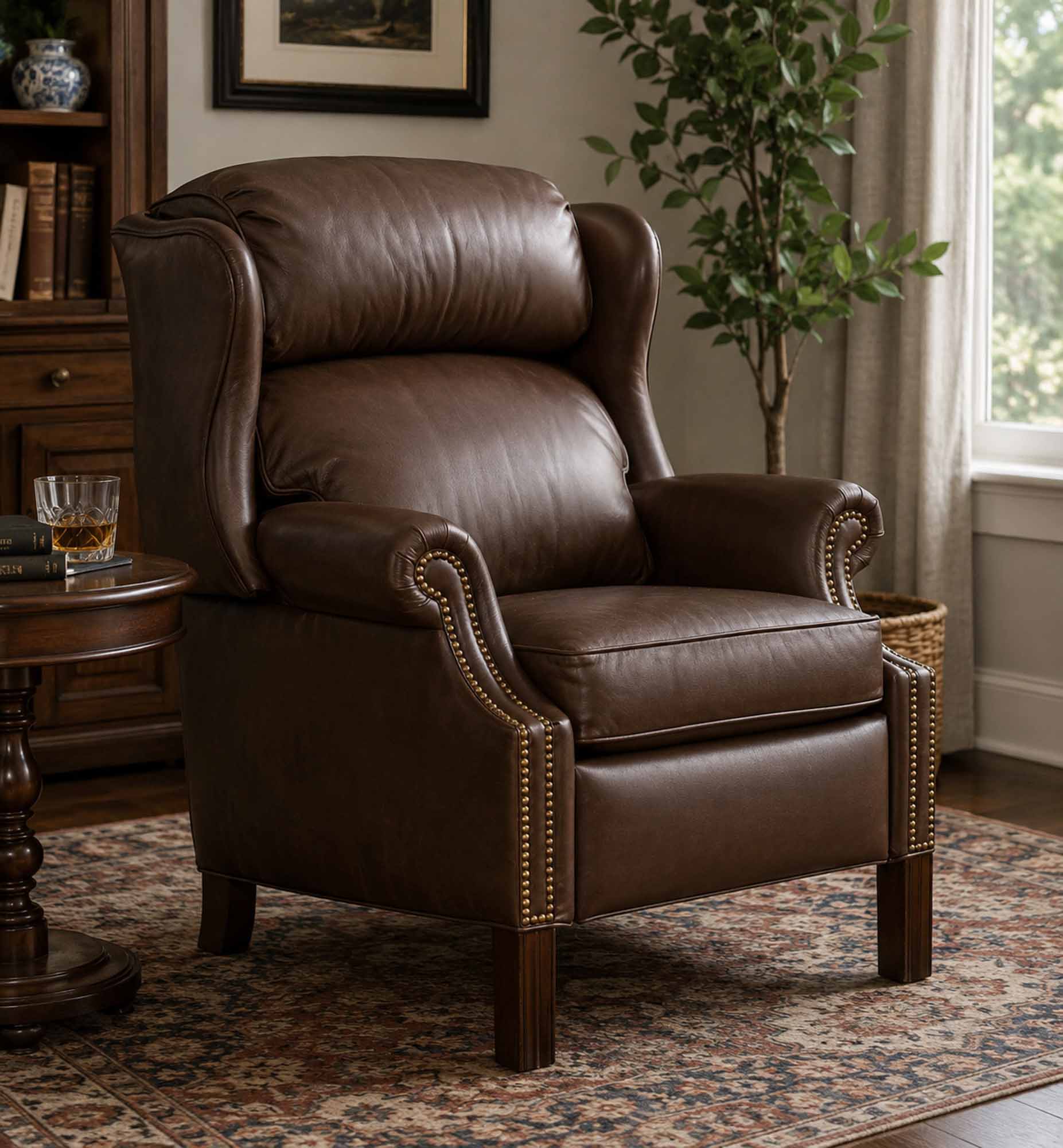 Leather Recliner With Chippendale Legs - Image 7
