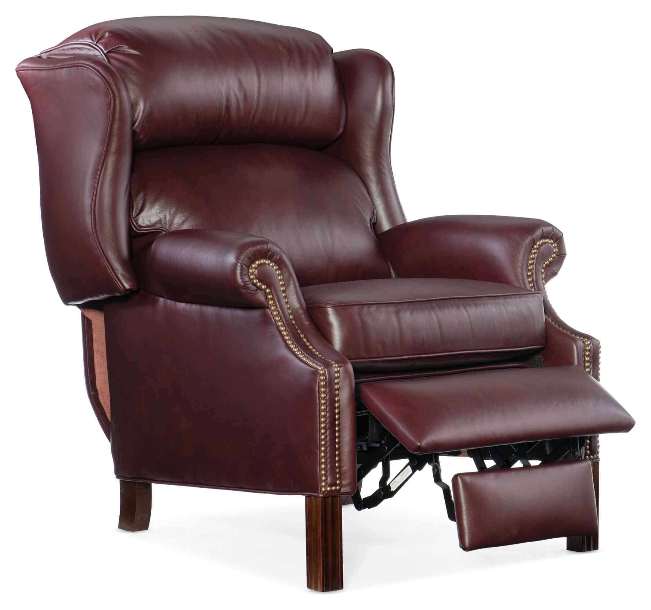 Leather Recliner With Chippendale Legs in Burgundy - Image 4